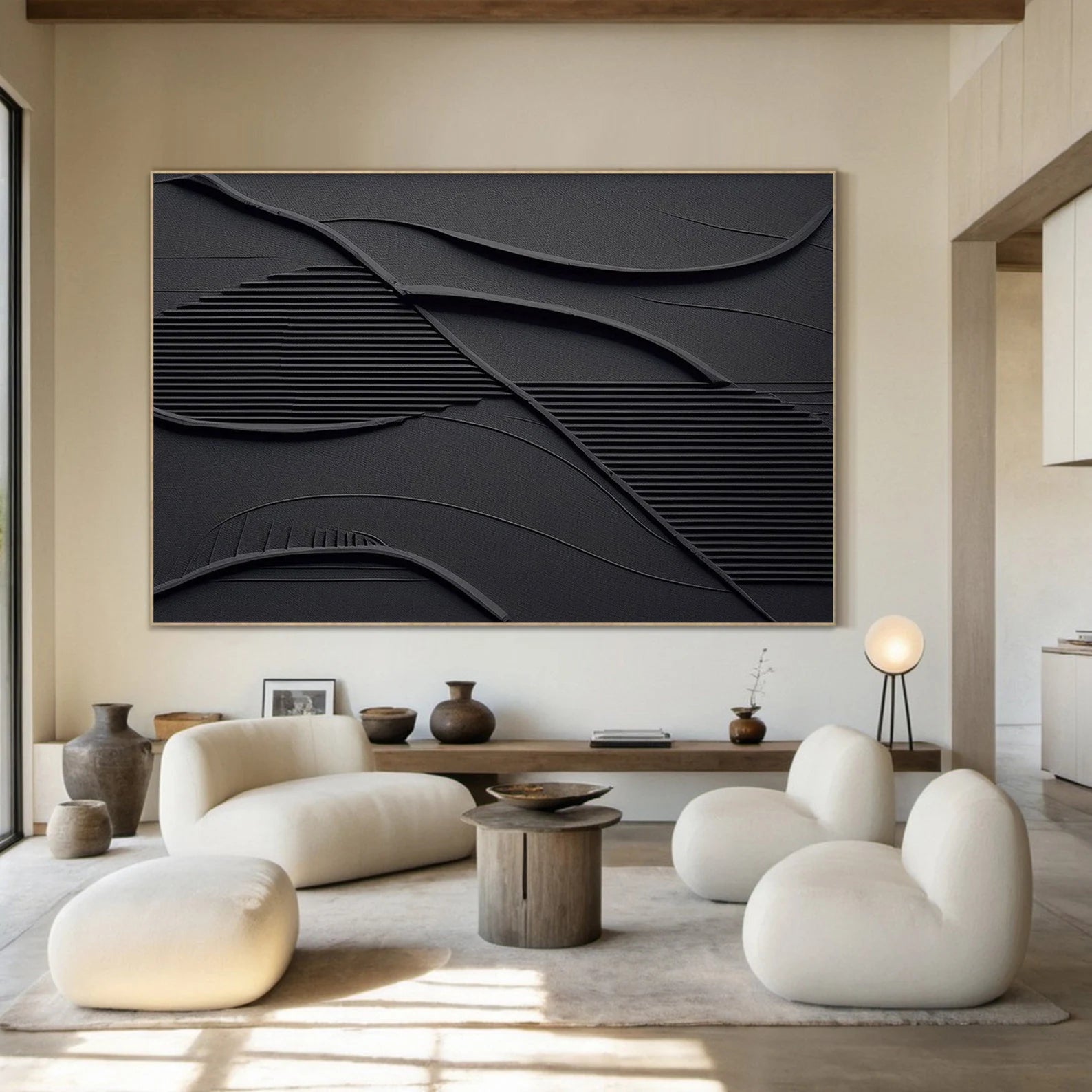 Textured Monochrome Opulence | Black Depth