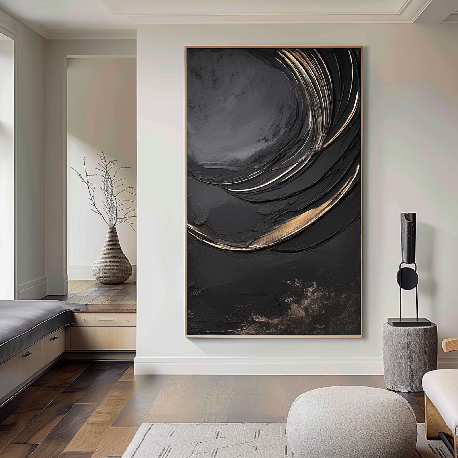 Textured Black Gold Abstract | Dramatic Luxury
