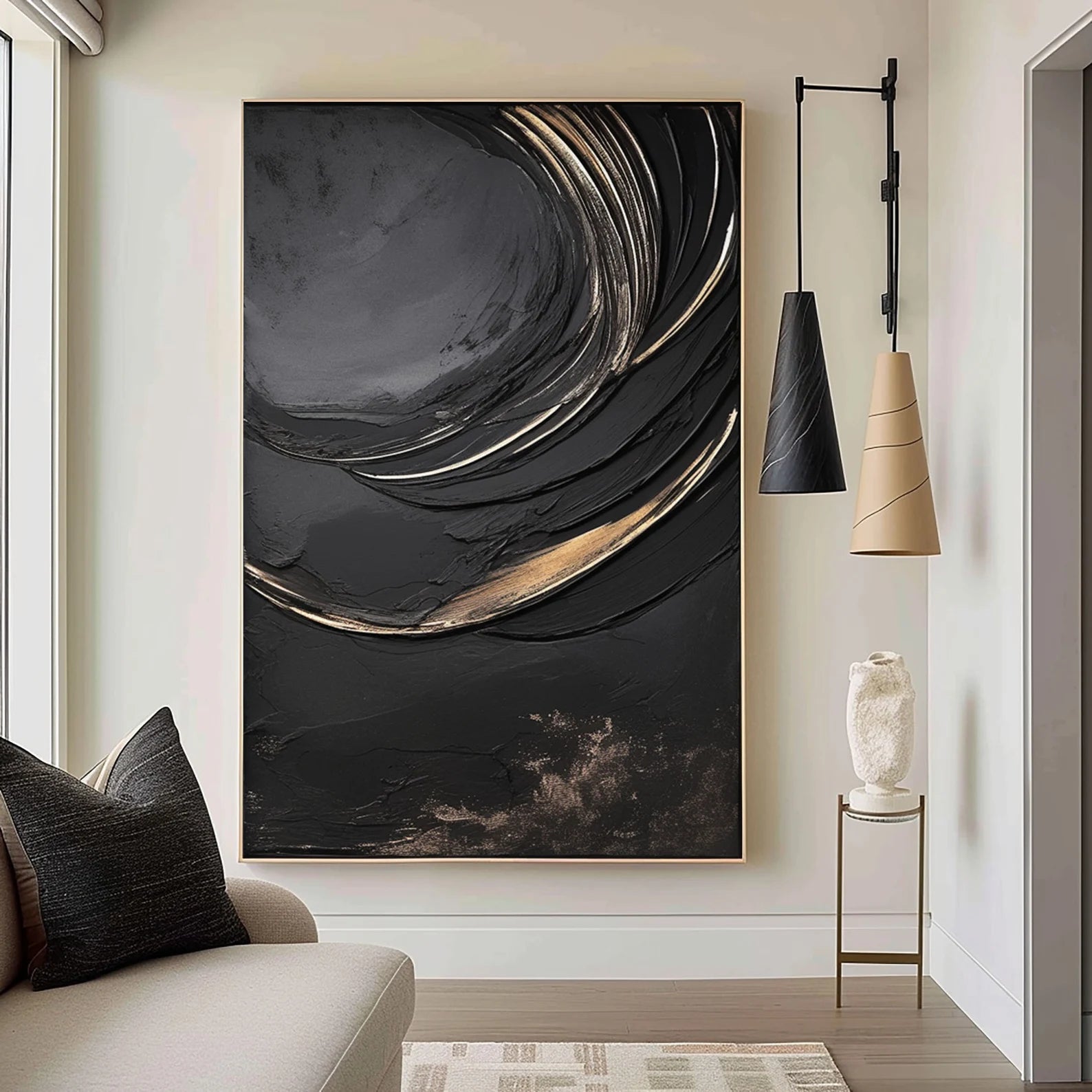 Textured Black Gold Abstract | Dramatic Luxury