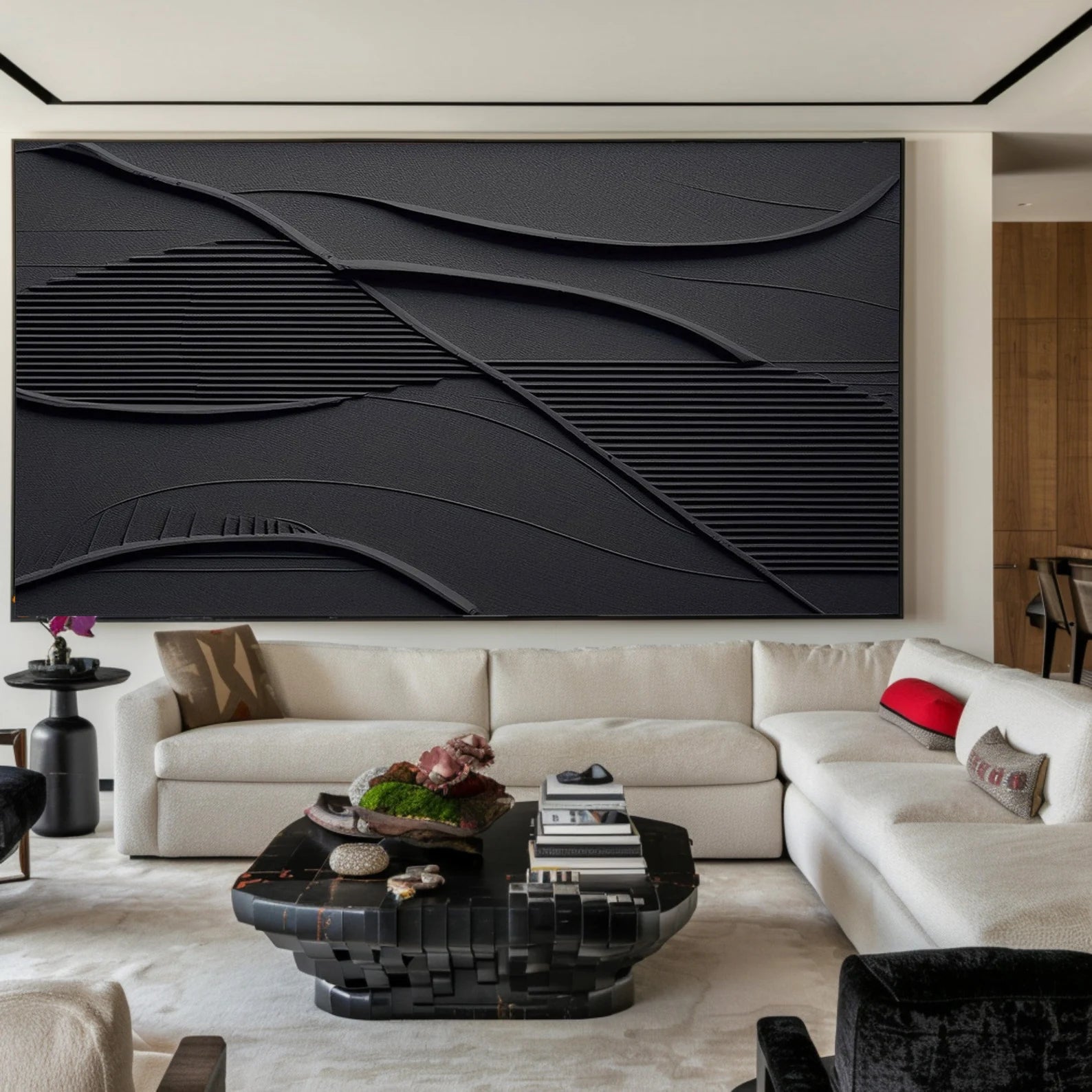 Textured Monochrome Opulence | Black Depth