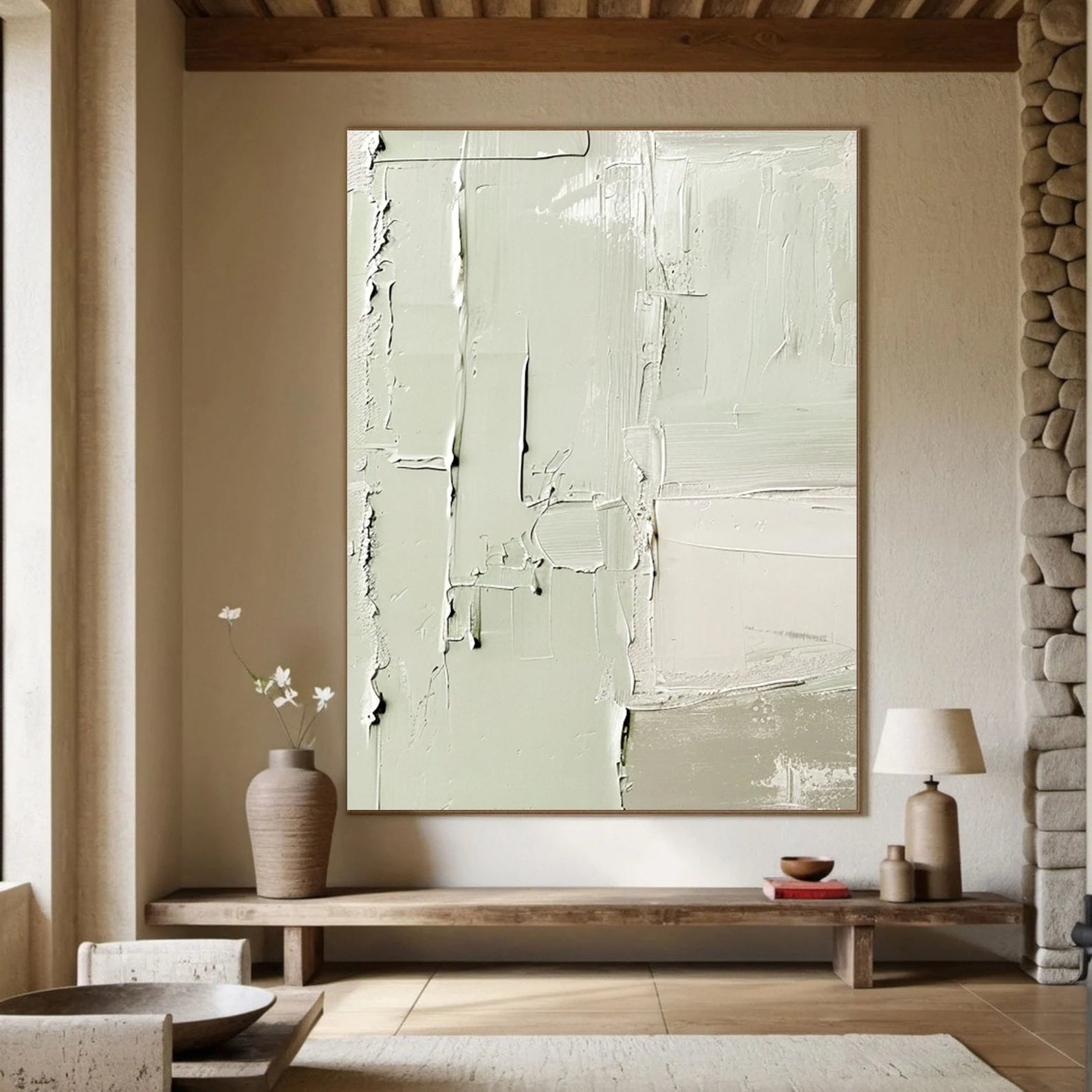 Textured Abstract Elegance | Sage Minimalism