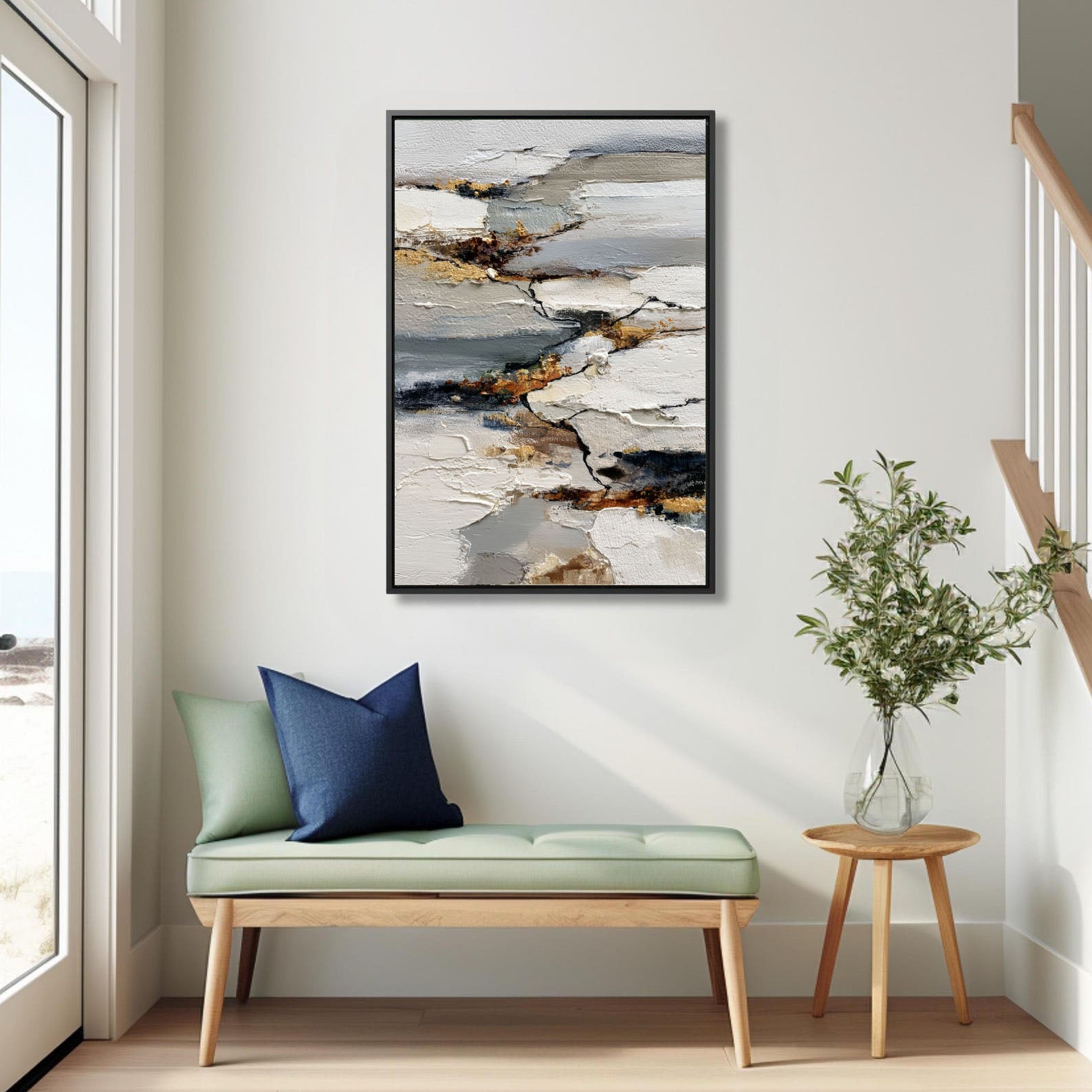 Textured Gold Accent Art | Elegant Depth