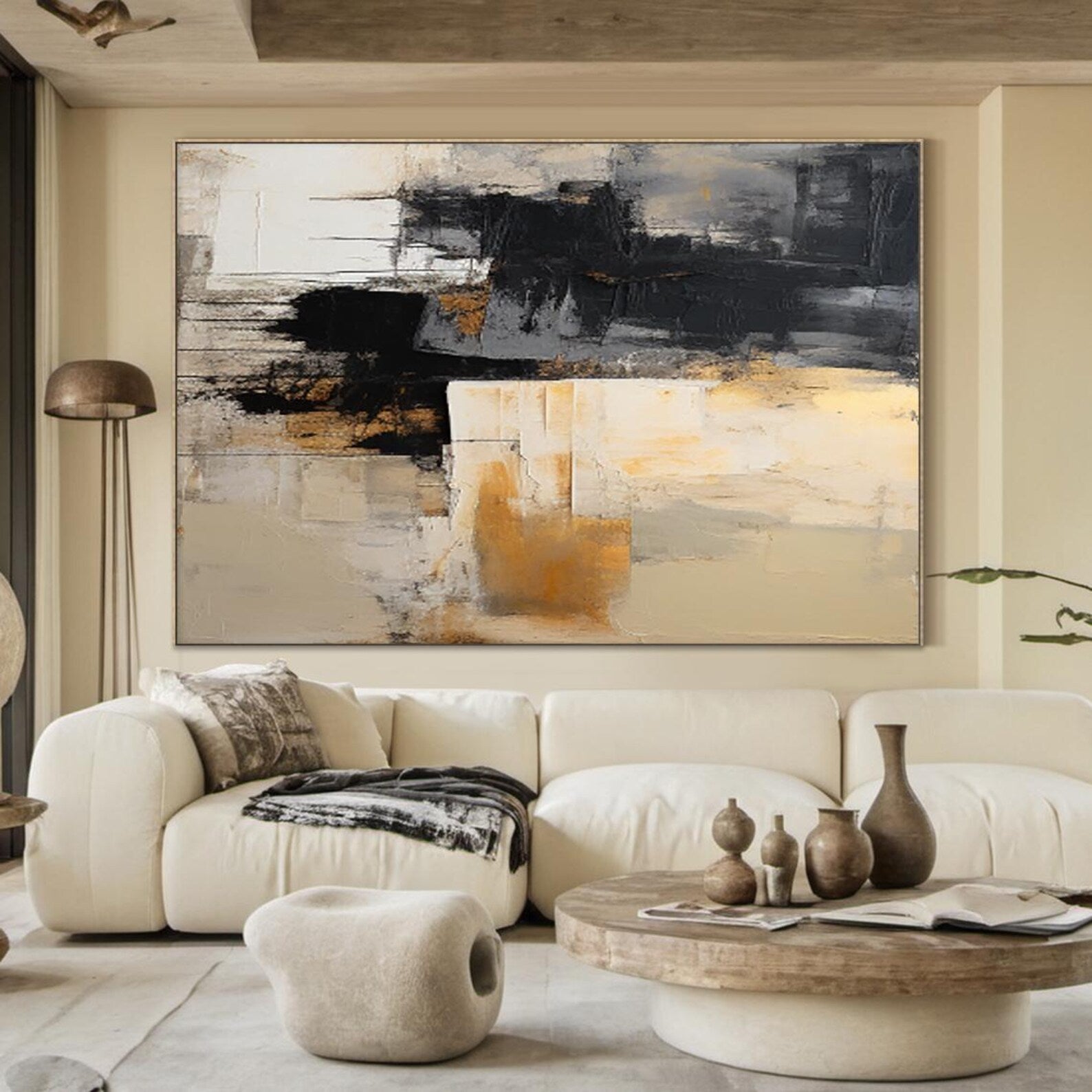 Textured Abstract Opulence | Black Gold