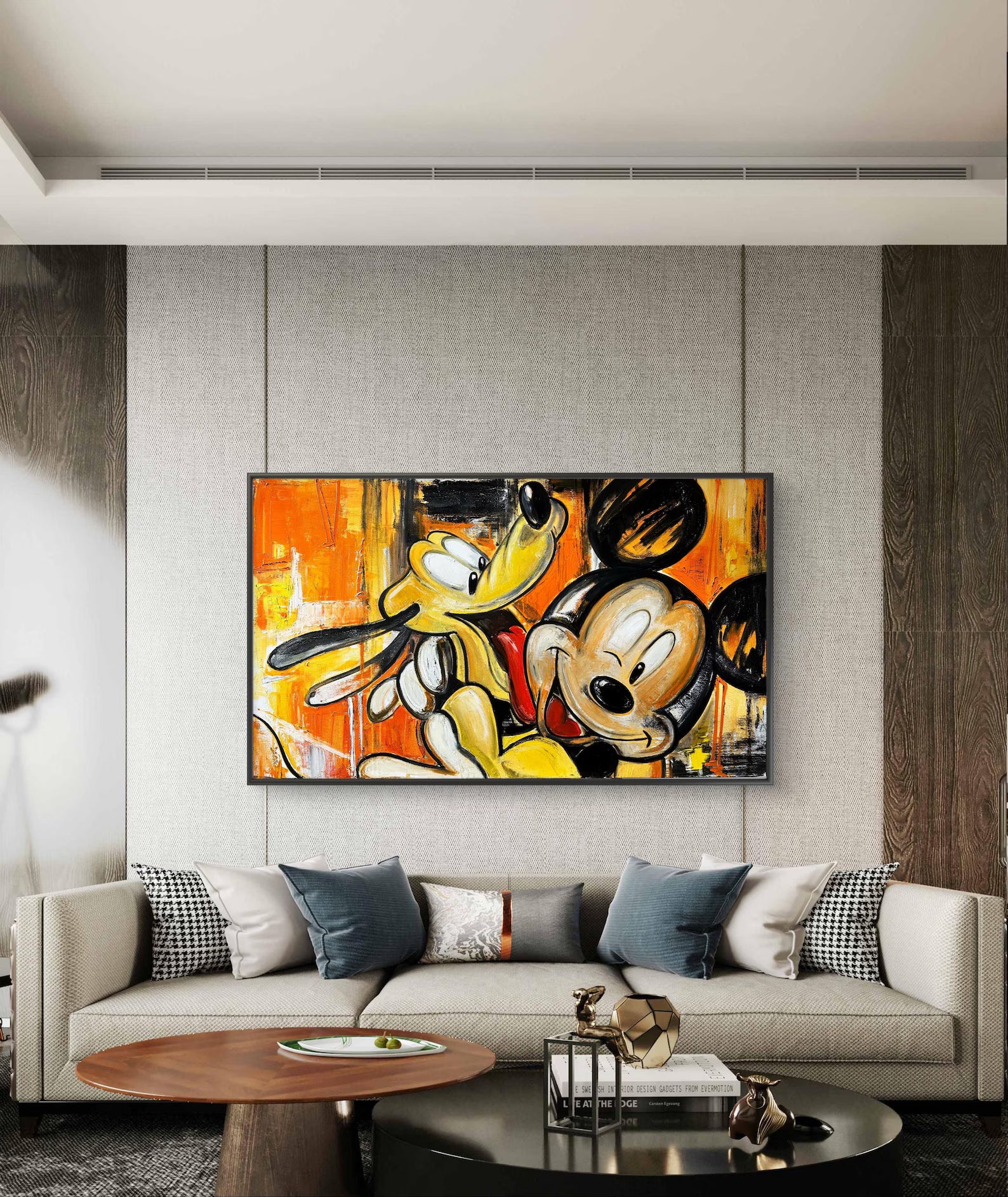 Textured Mickey Duo | Orange Backdrop