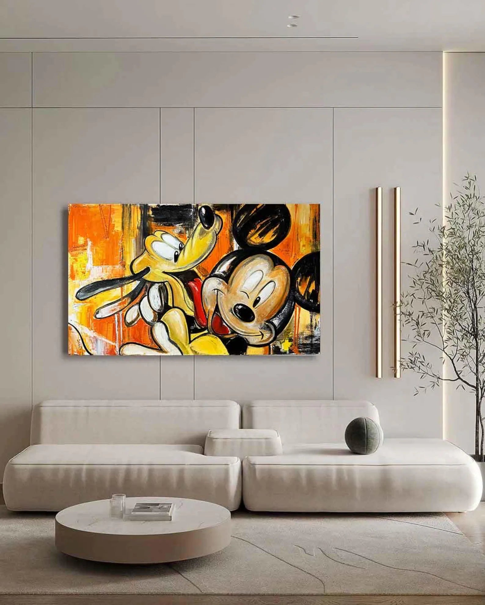 Textured Mickey Duo | Orange Backdrop