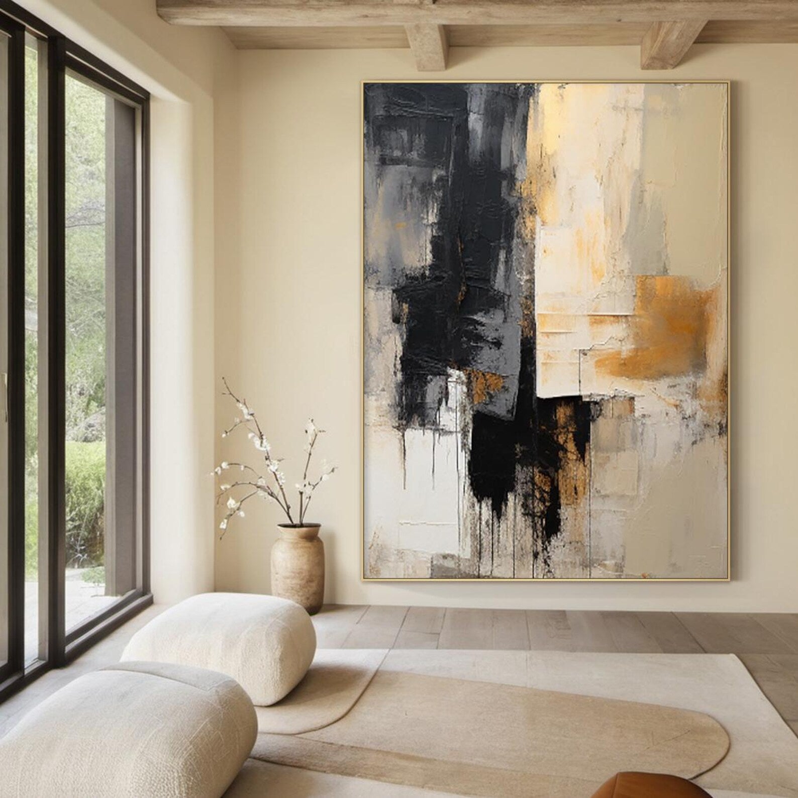 Textured Abstract Opulence | Black Gold