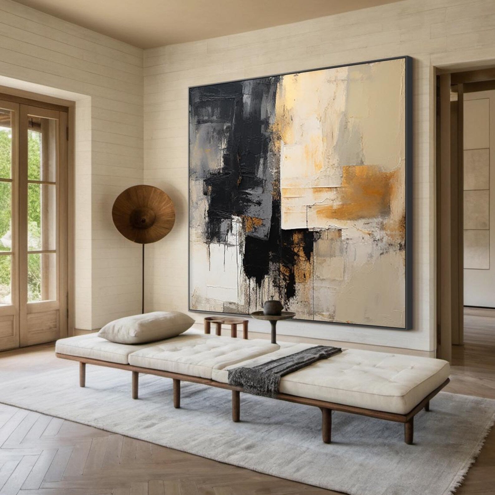 Textured Abstract Opulence | Black Gold