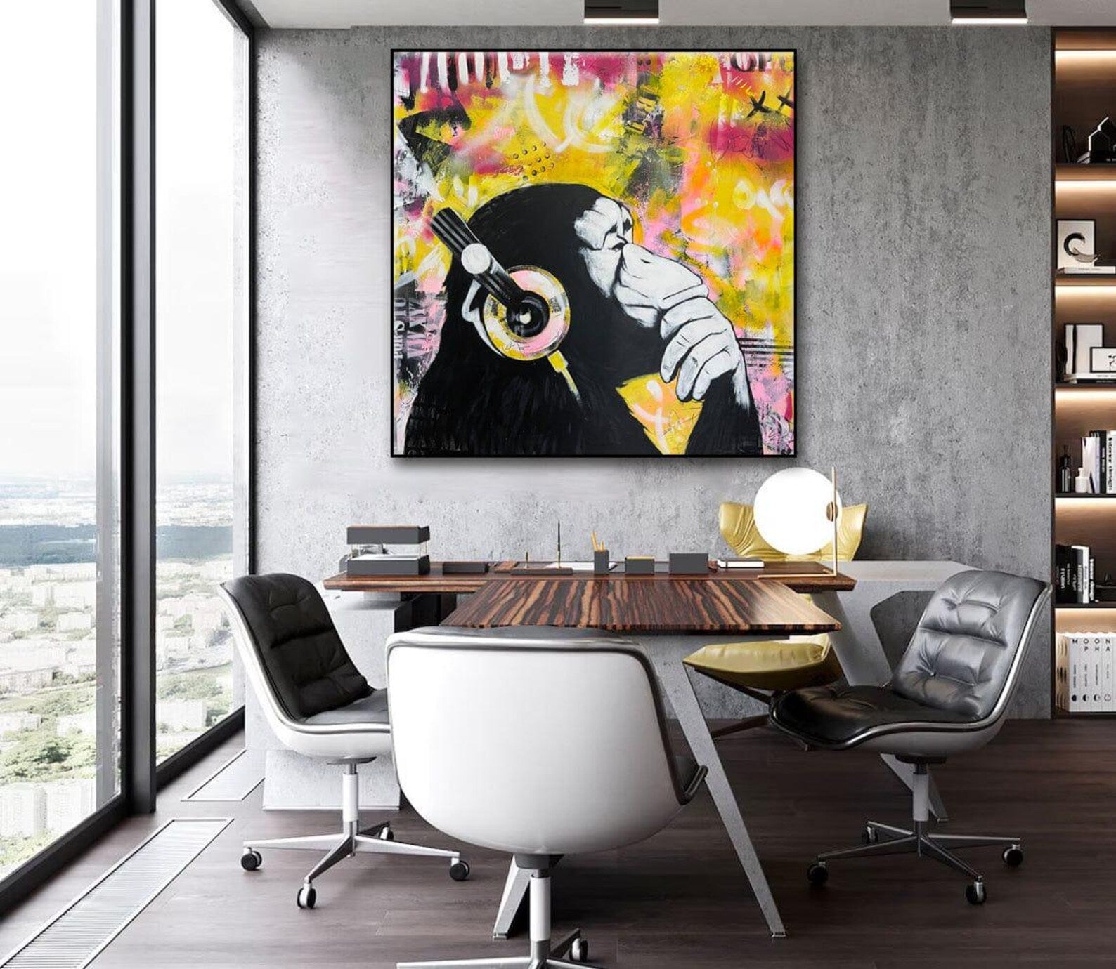 Textured Graffiti Chimp | Vibrant Backdrop