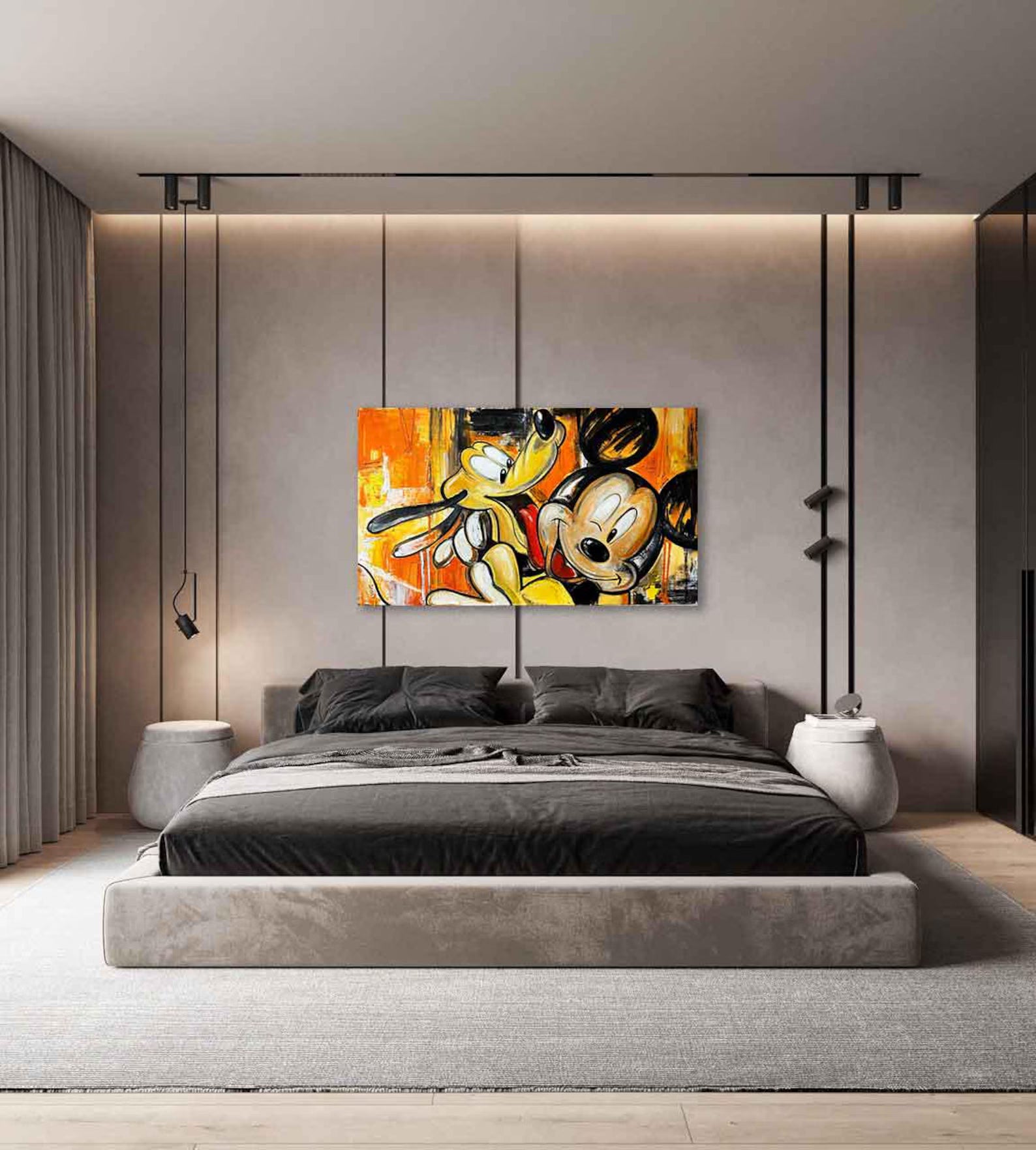 Textured Mickey Duo | Orange Backdrop