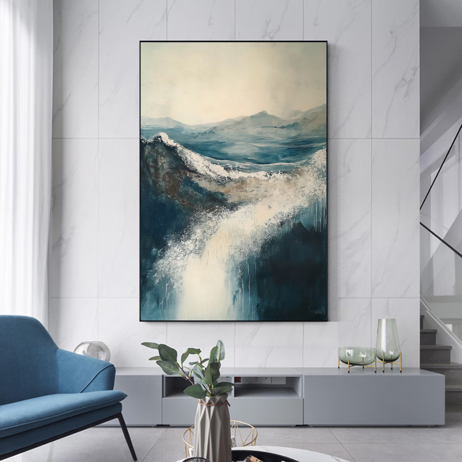 Textured Wave Opulence | Navy Crest