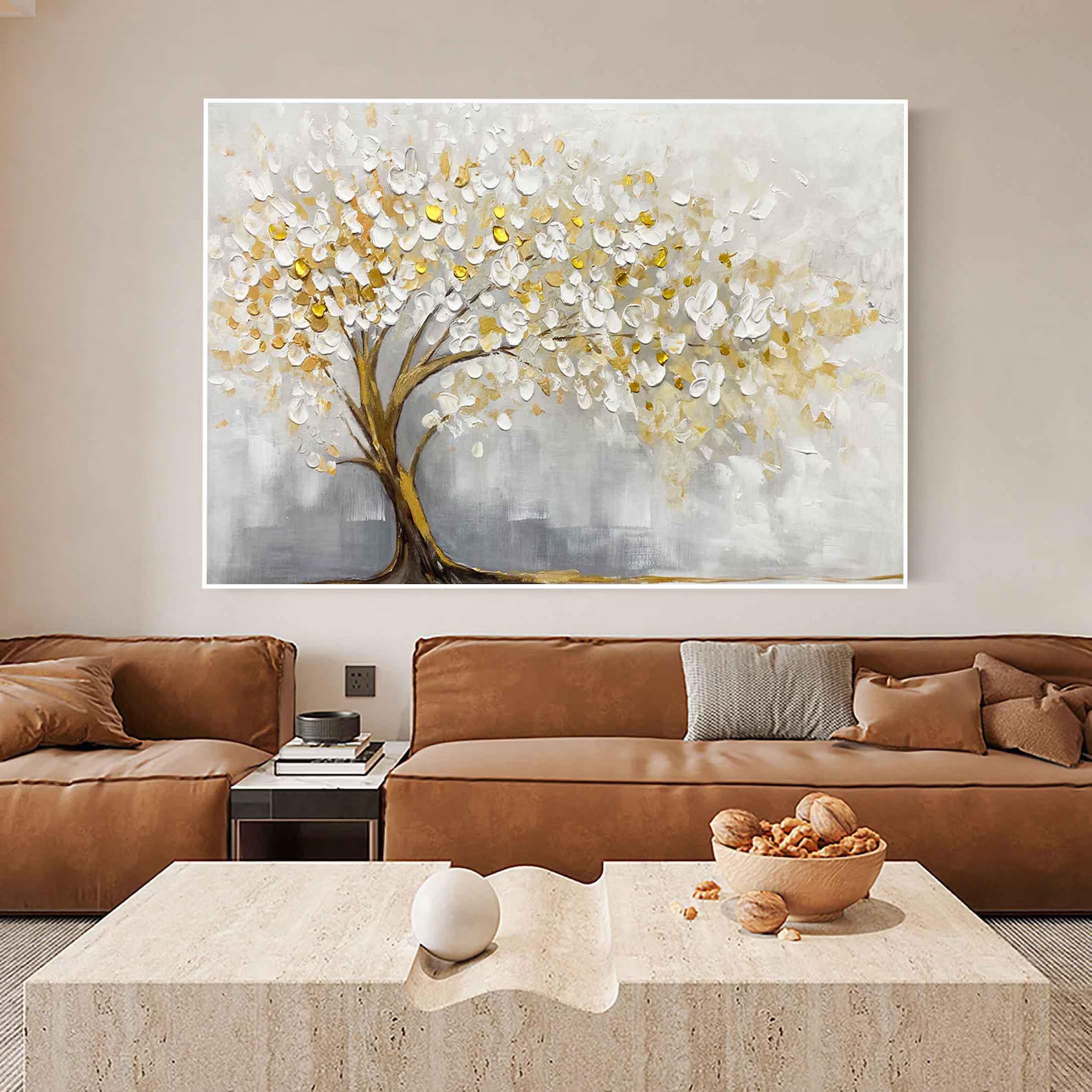Textured Tree Opulence | Gold White
