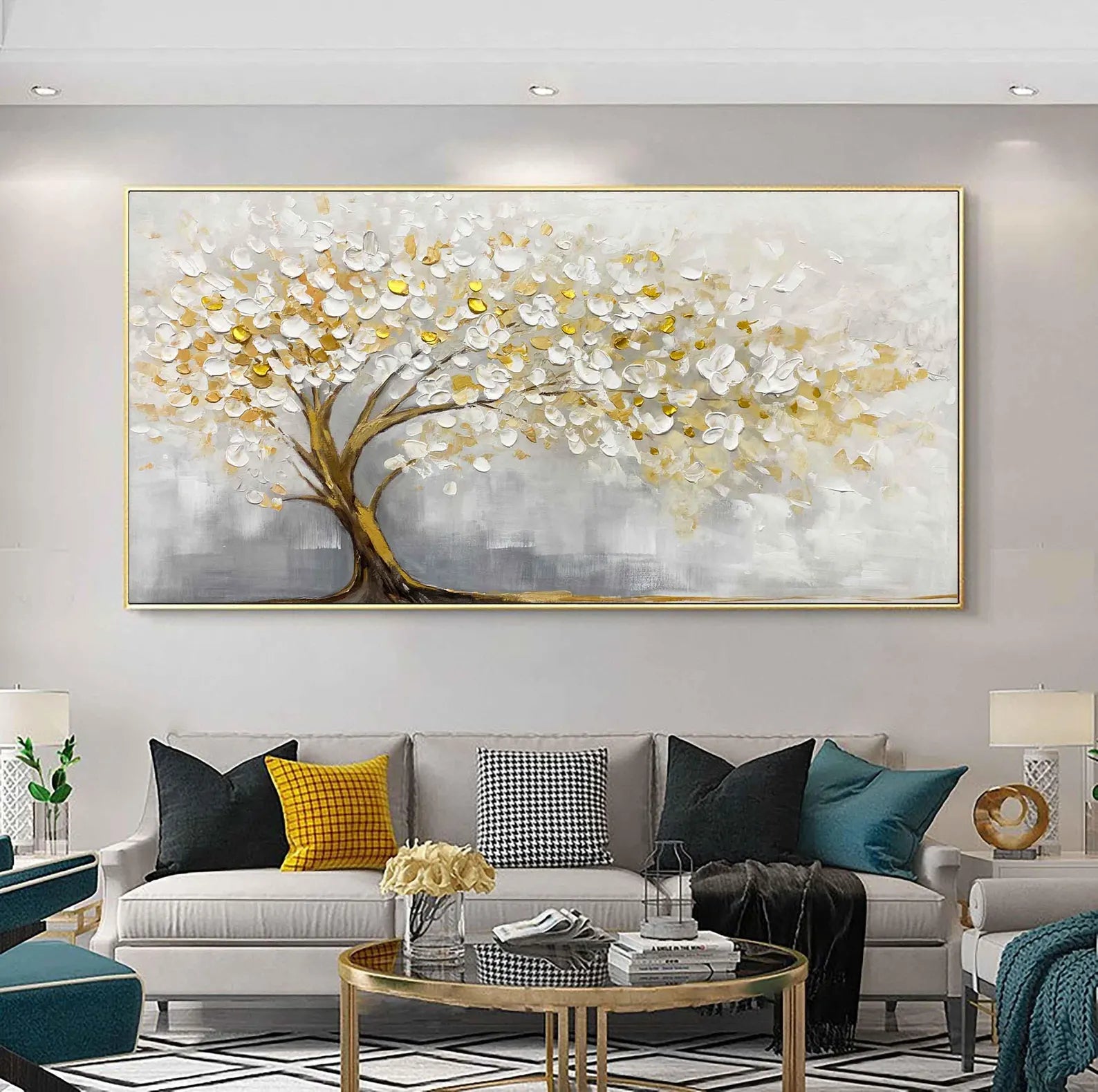 Textured Tree Opulence | Gold White