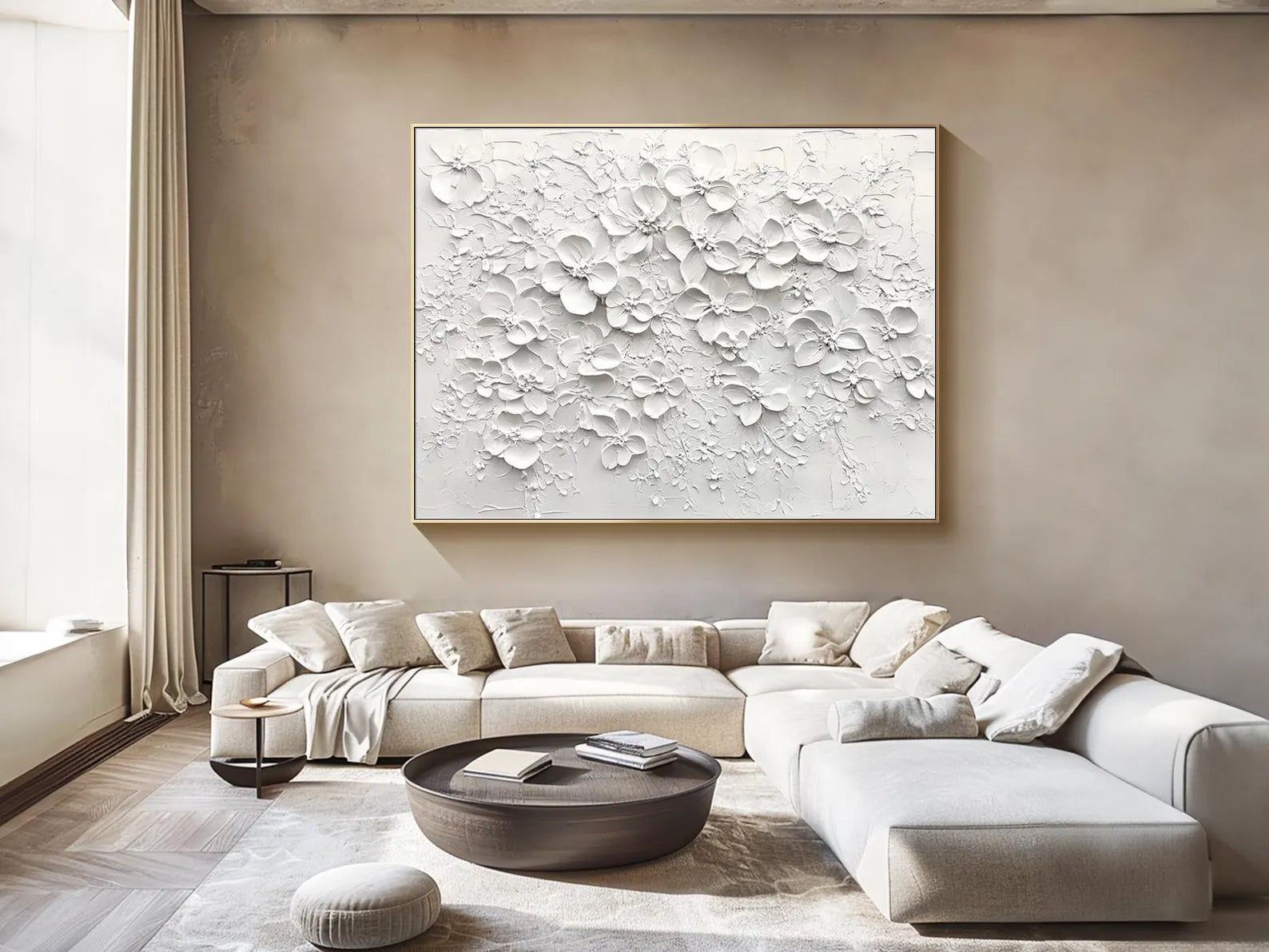 Textured Floral Relief | White Palette