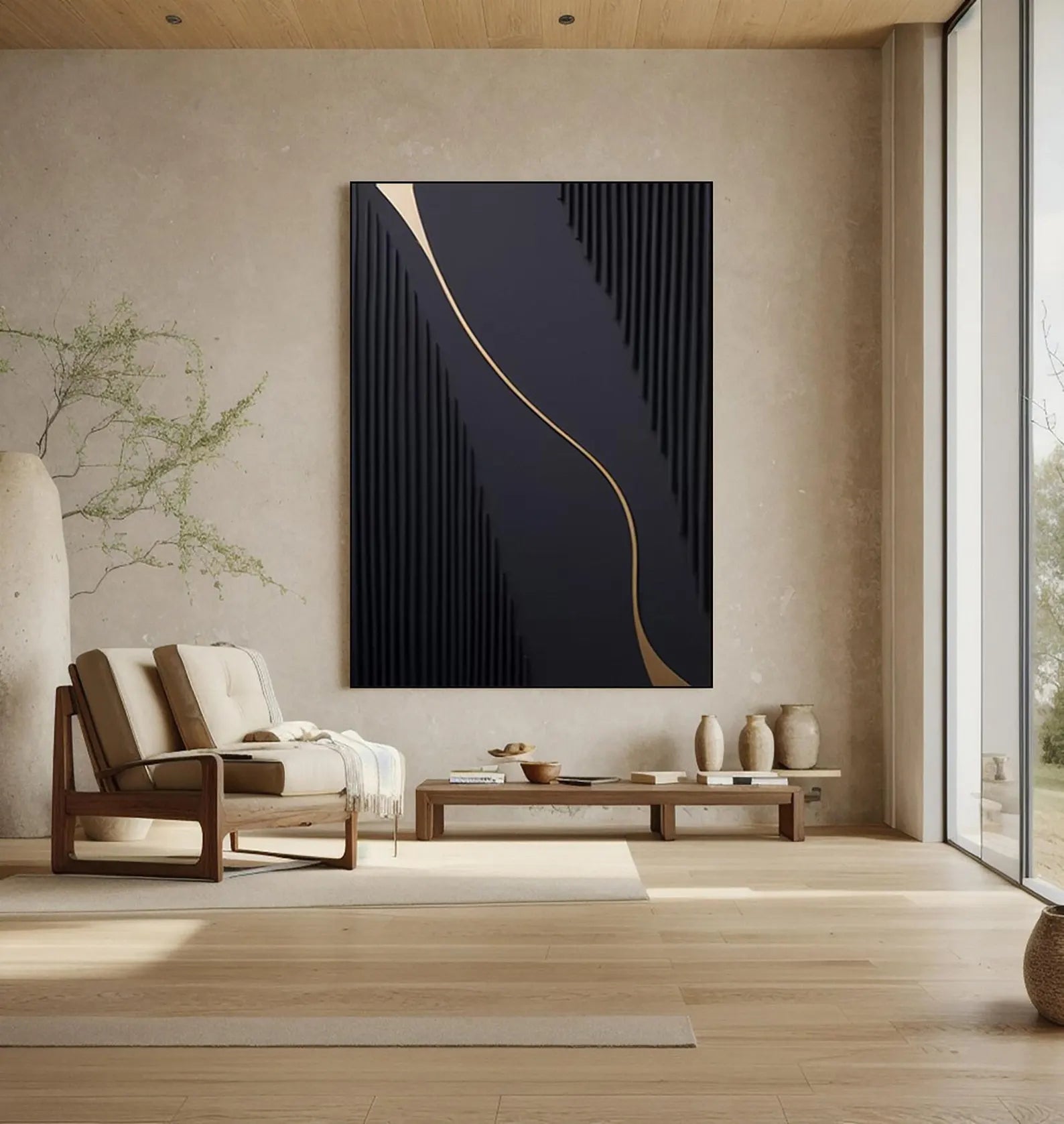 Textured Geometric Opulence | Black Gold