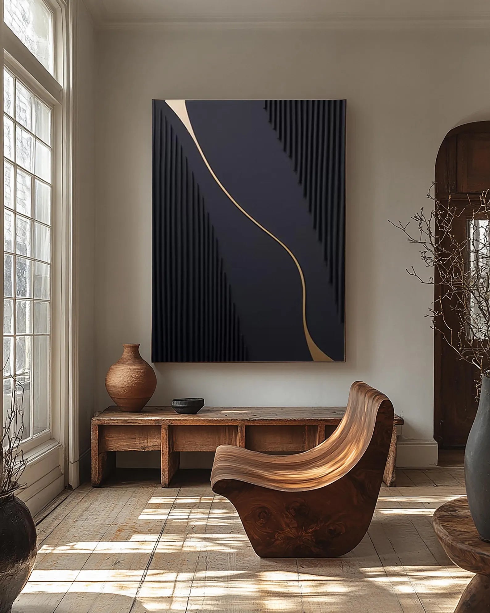 Textured Geometric Opulence | Black Gold