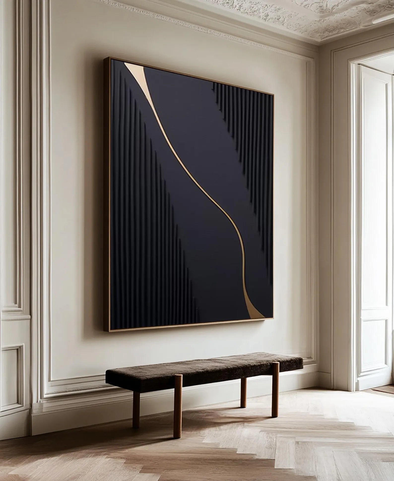 Textured Geometric Opulence | Black Gold