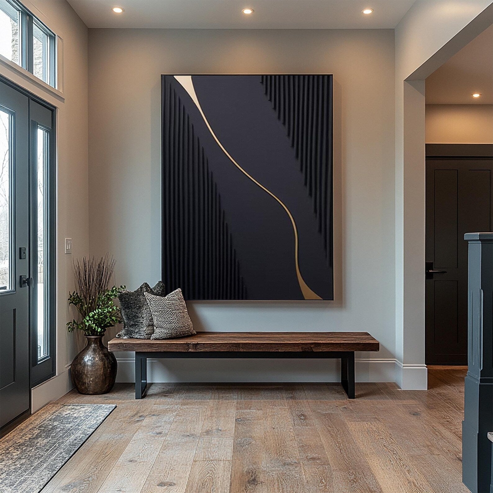 Textured Geometric Opulence | Black Gold