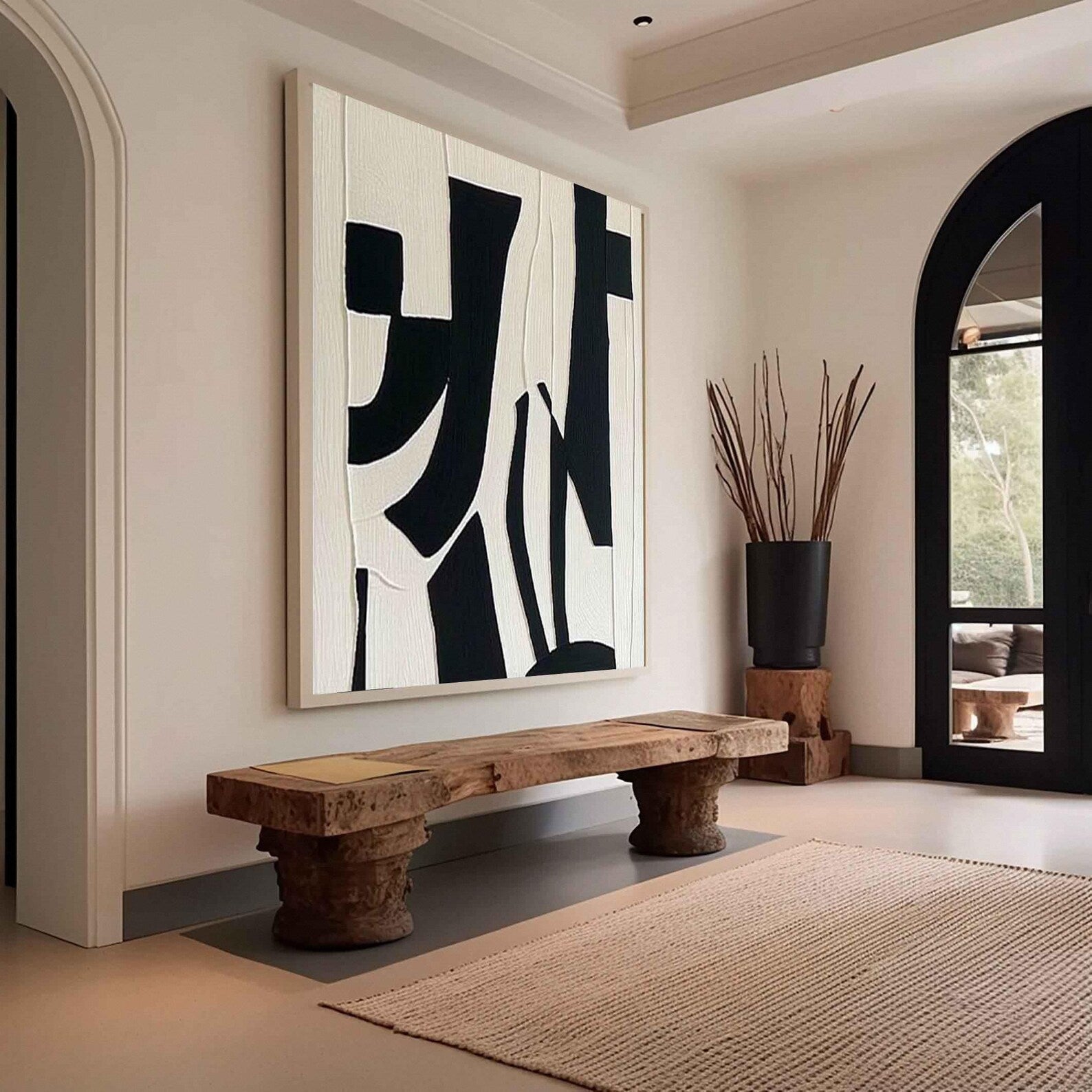 Textured Geometric Boldness | Black Beige