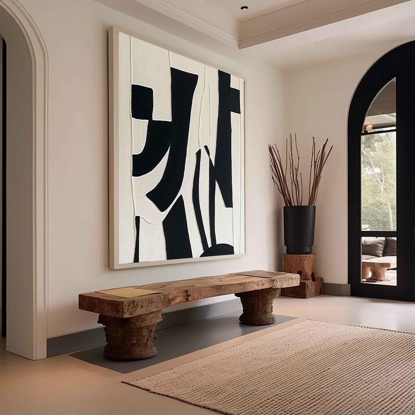 Textured Geometric Boldness | Black Beige