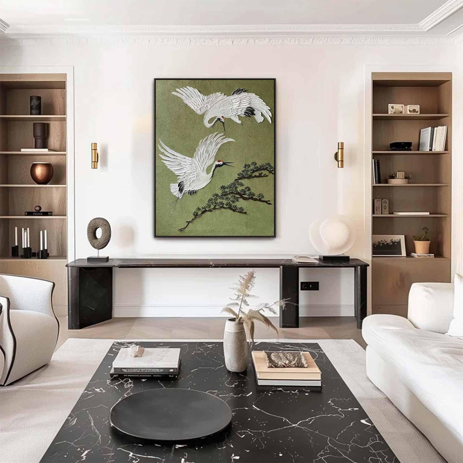 Crane Pine Art | Elegant Oriental Vibe