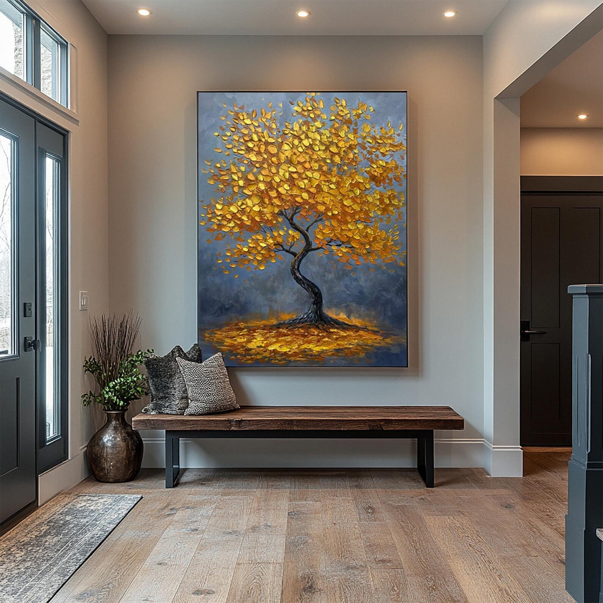 AtelierOil | 3D Textured Wall Art | Gold Tree Hand‑Painted Oil Painting