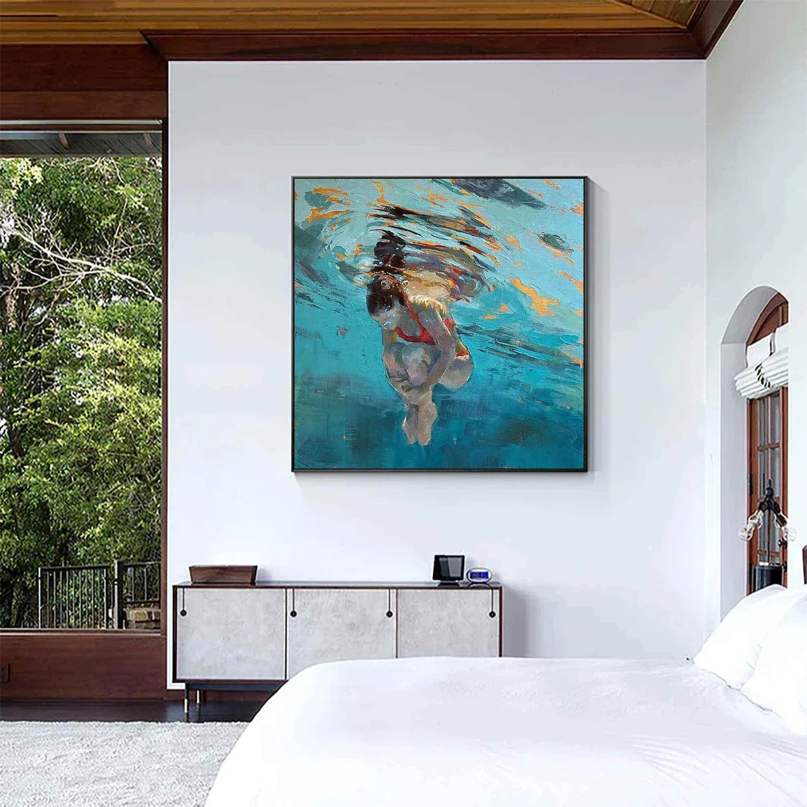 Figurative Underwater Swim Art | Vibrant Leisure Vibe