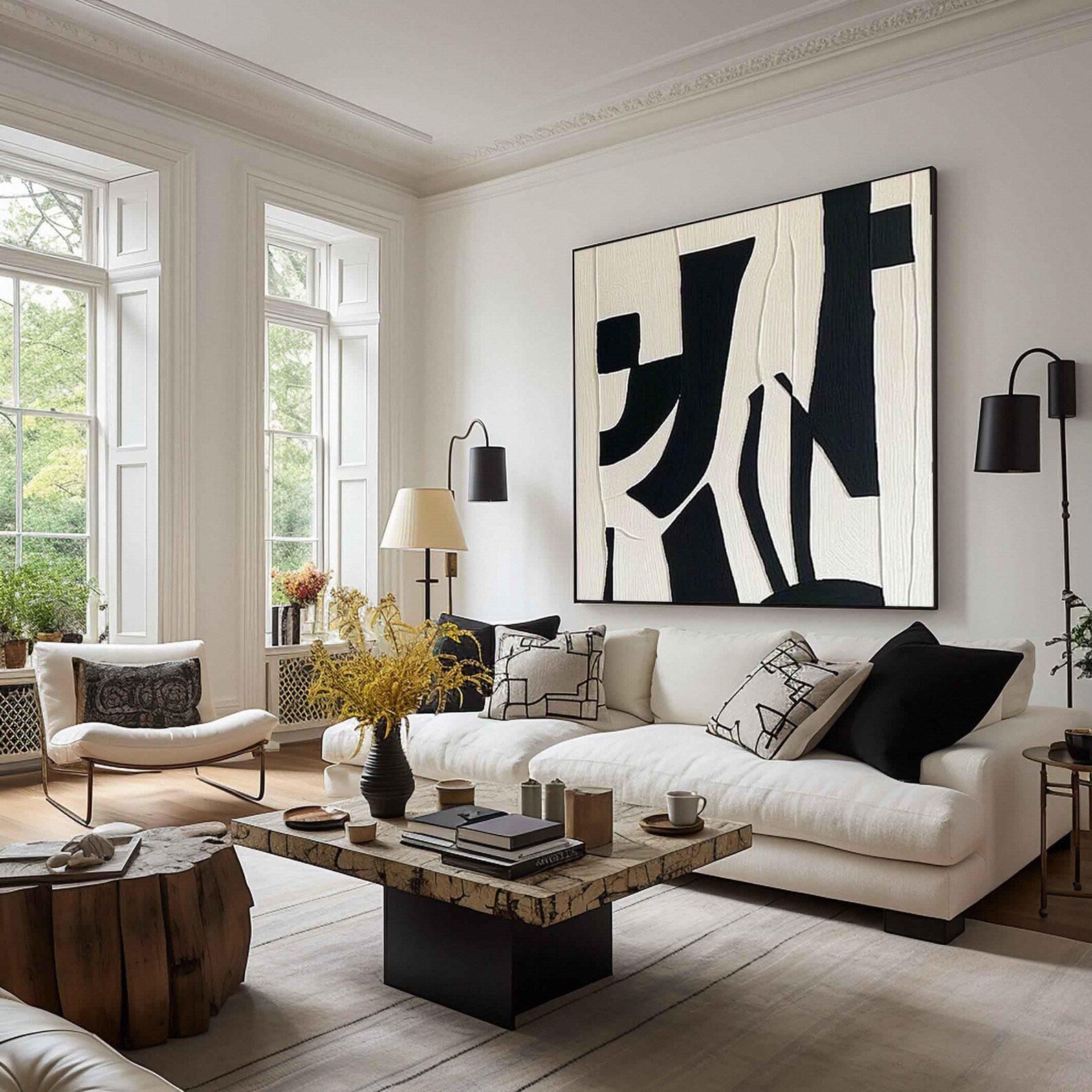 Textured Geometric Boldness | Black Beige