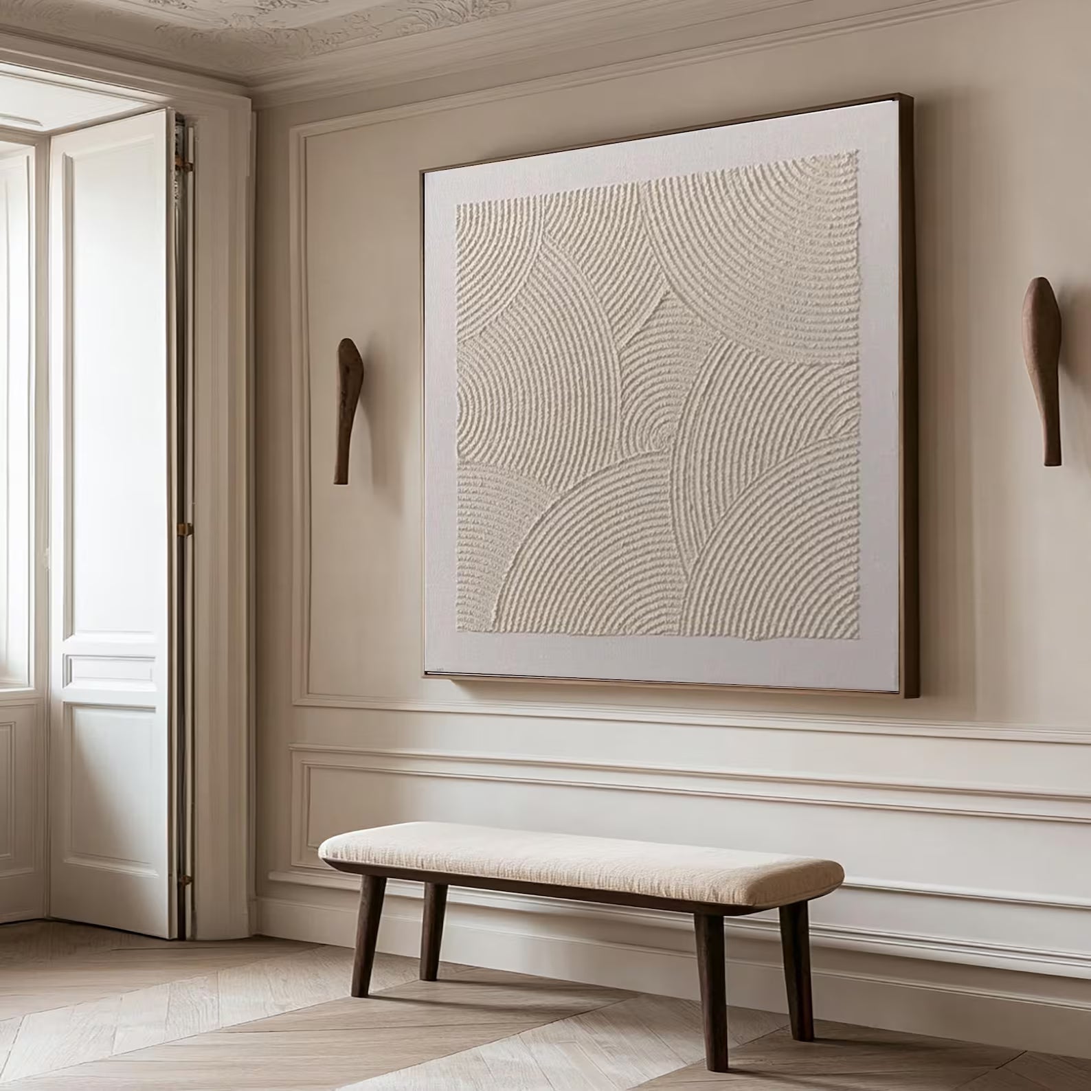 Textured Circular Elegance | Beige Swirl