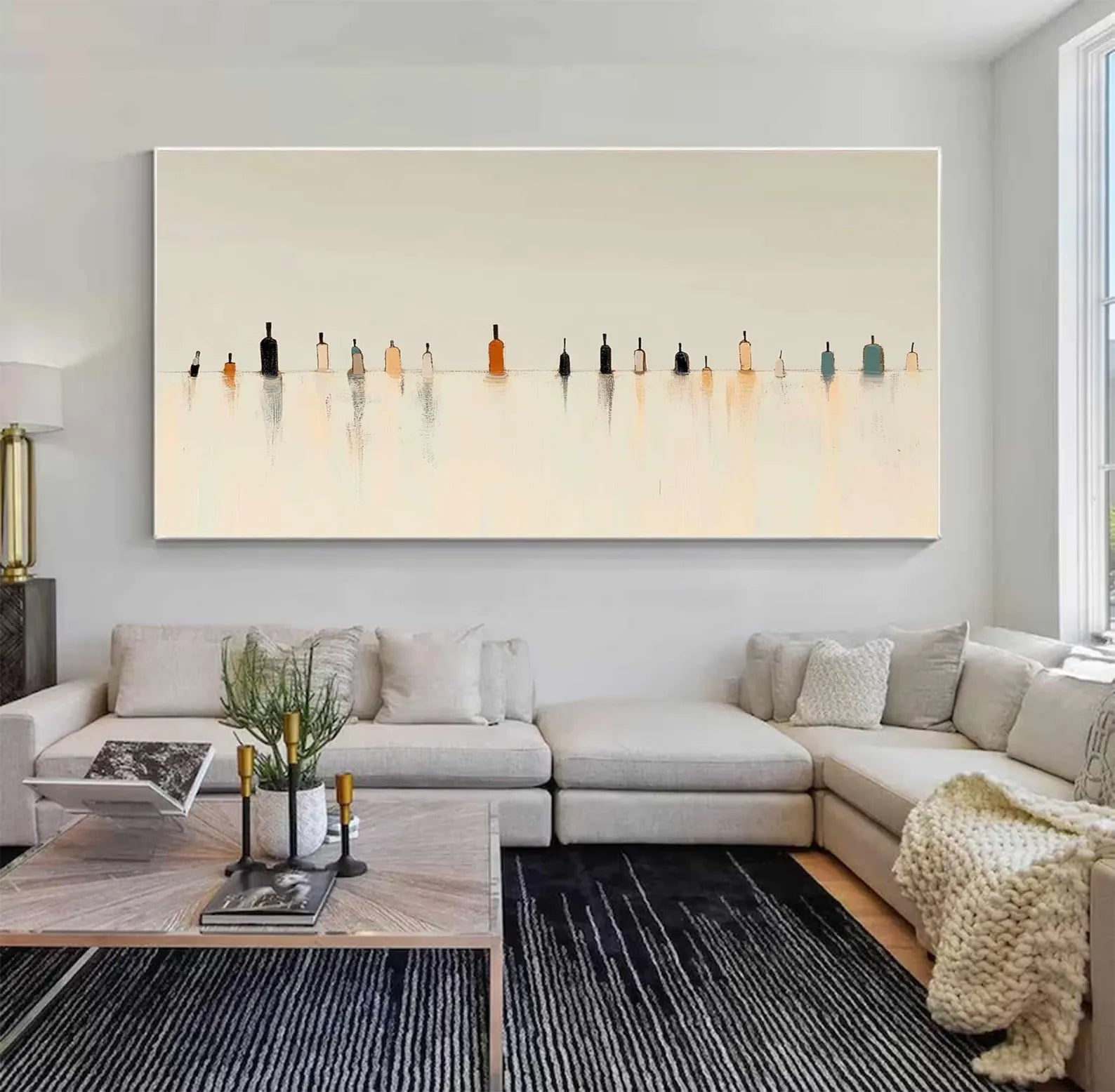 Figurative Bottle Row Art | Subtle Elegance Vibe