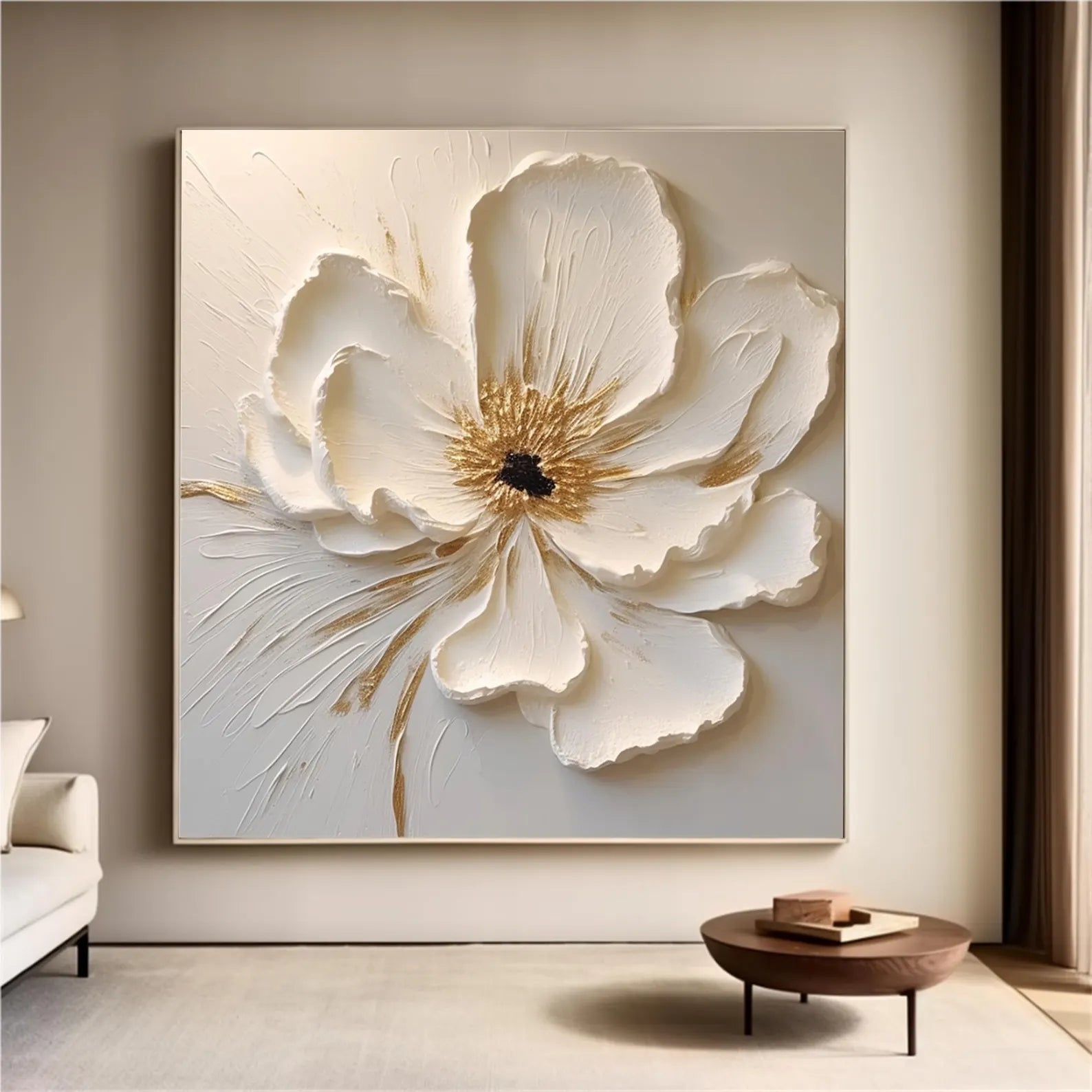 Textured Floral Opulence | White Bloom