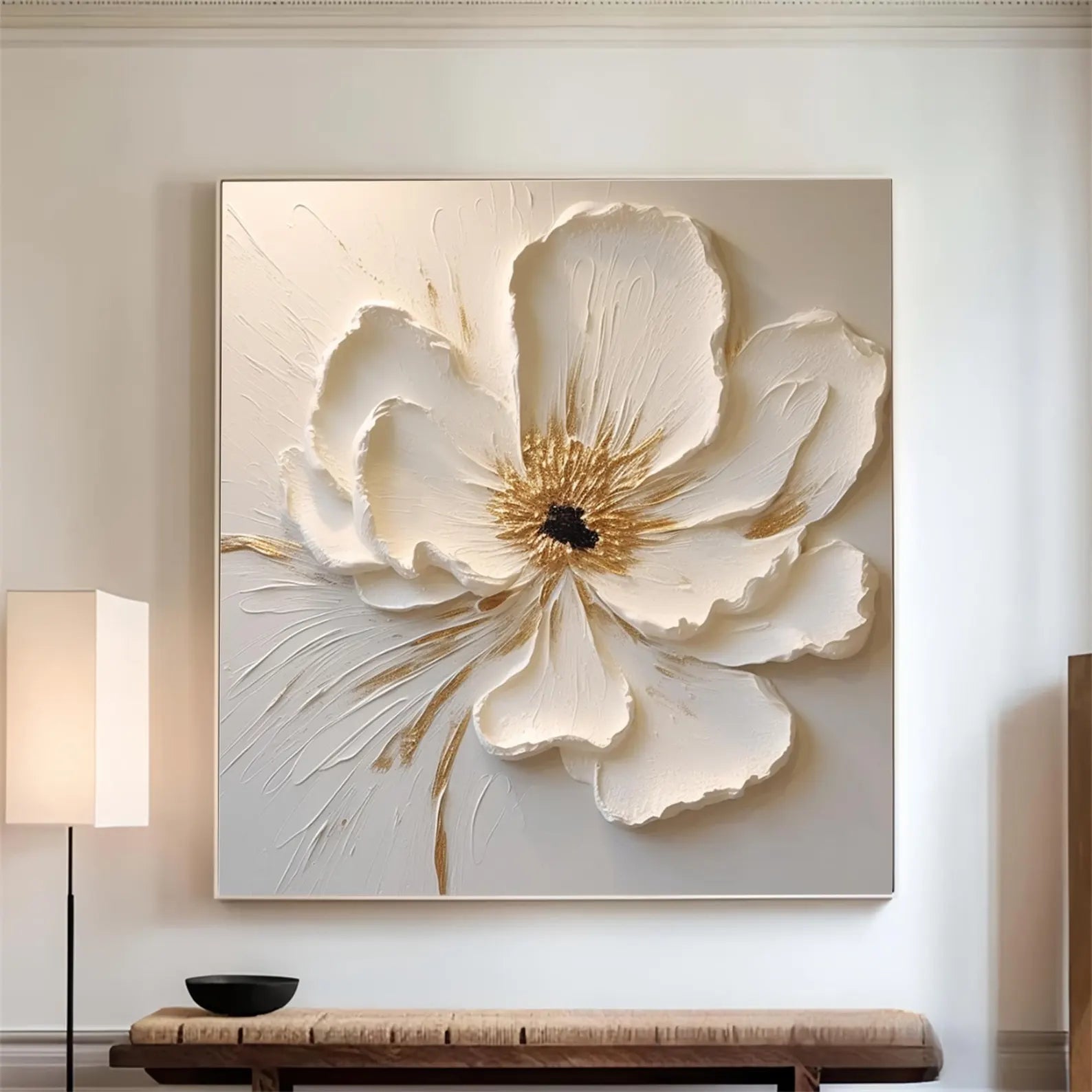 Textured Floral Opulence | White Bloom