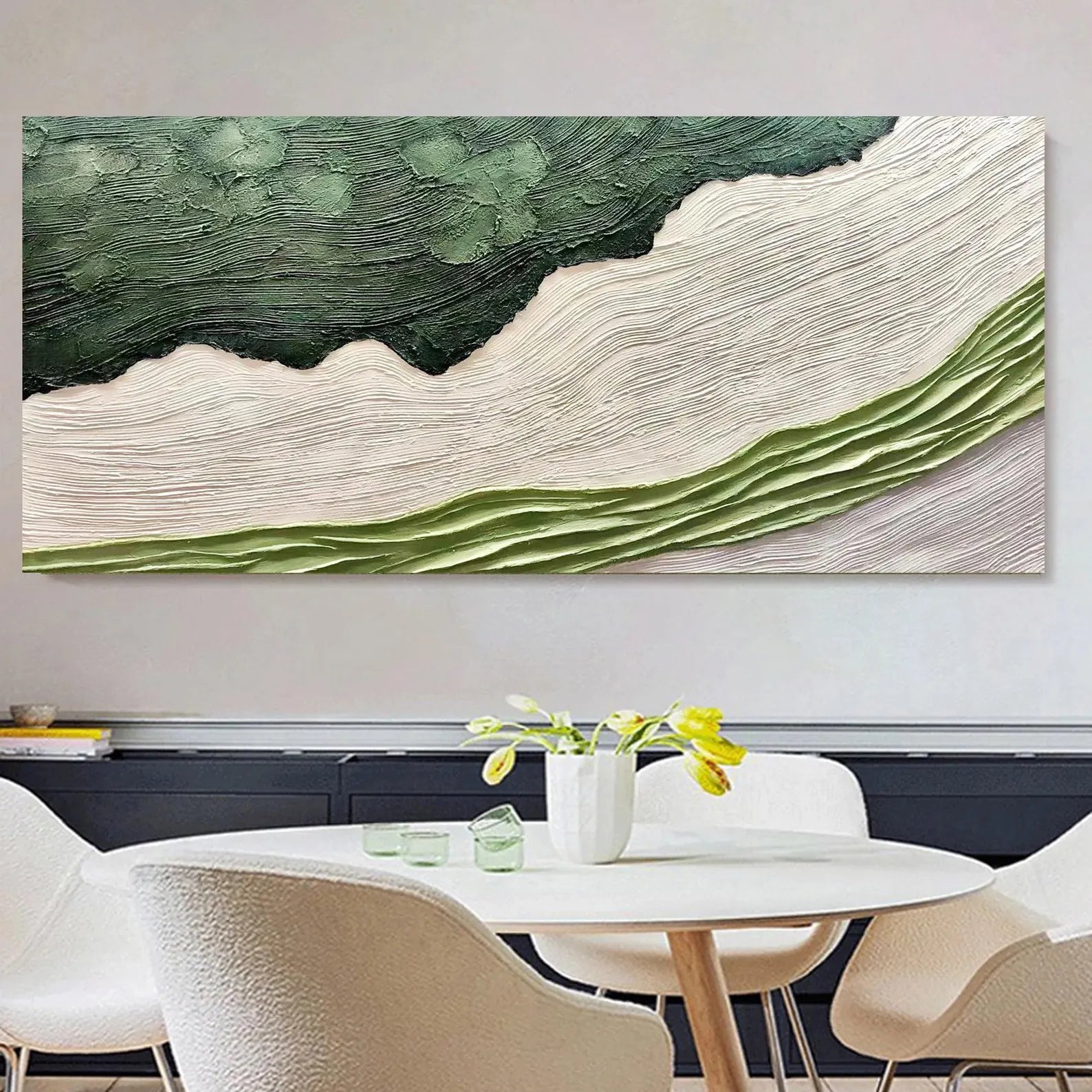 Textured Wave Botany | Green White
