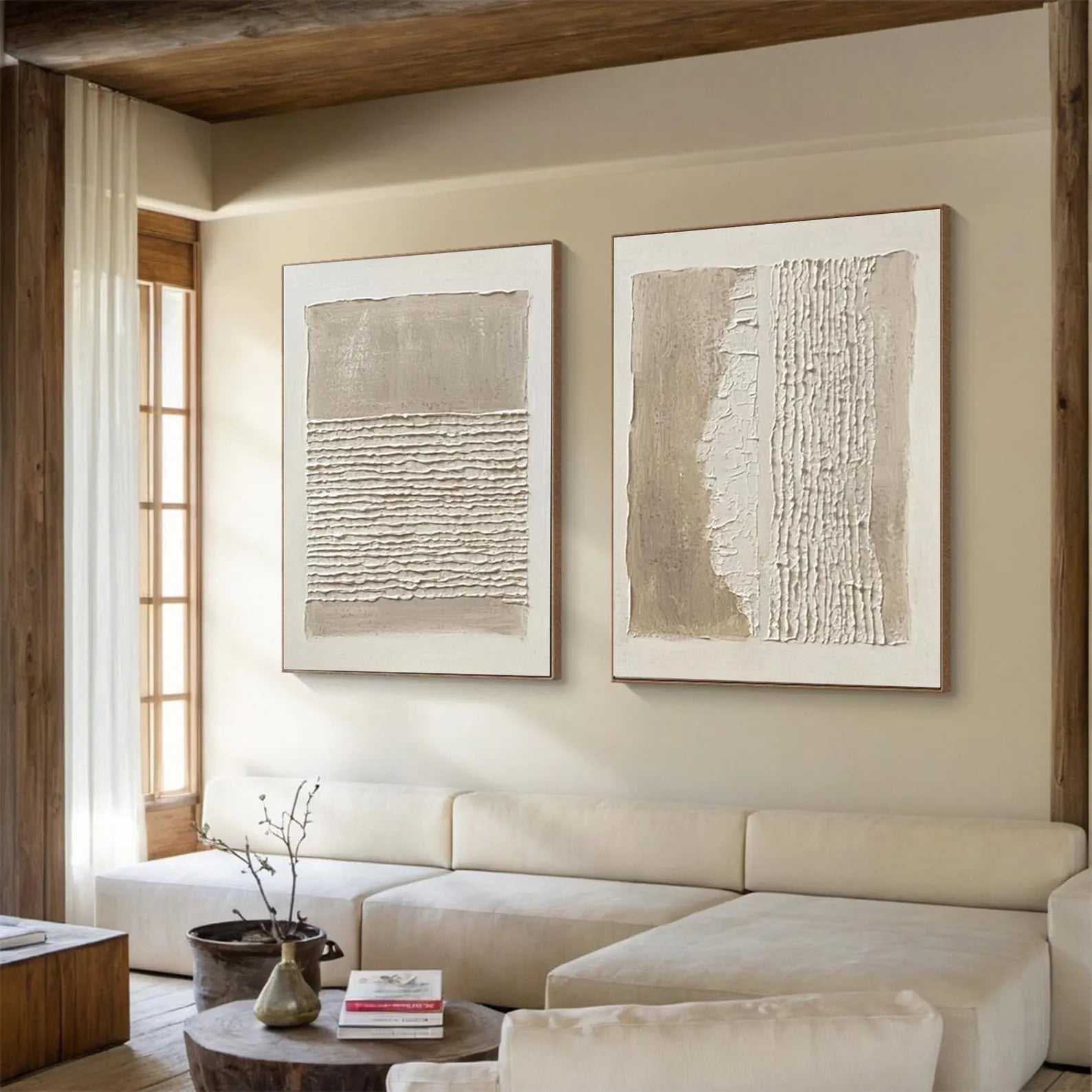 Minimalist Textured Panels | Beige Tones