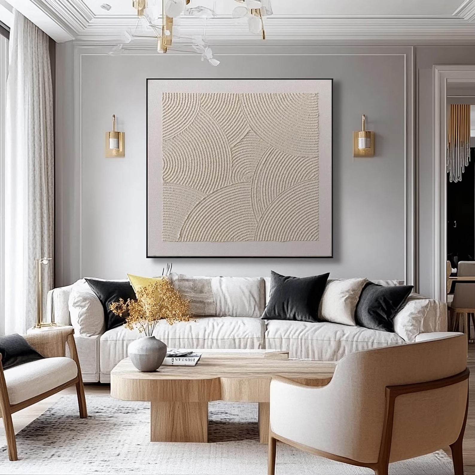 Textured Circular Elegance | Beige Swirl