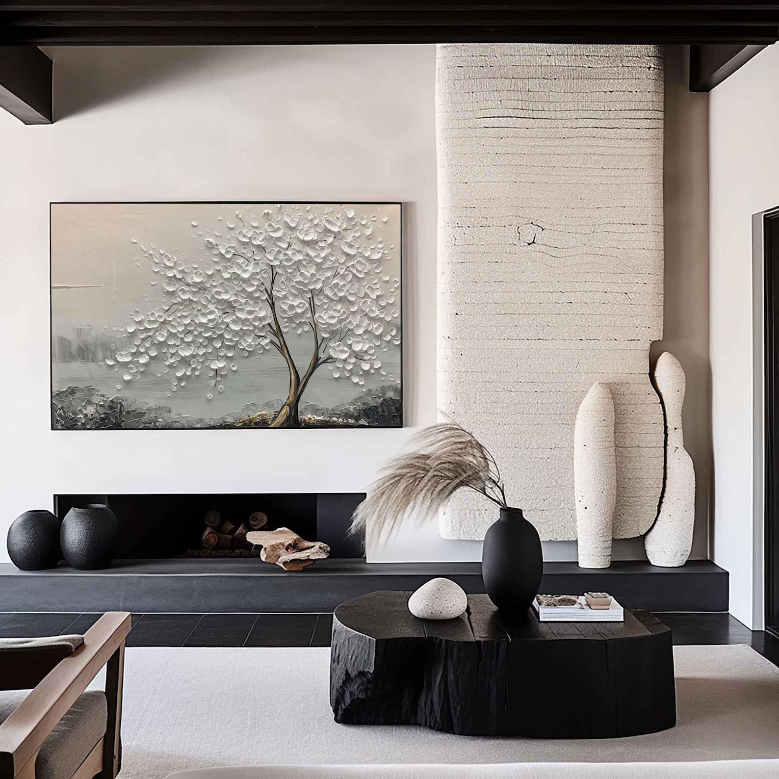 Textured Tree Elegance | Silver Blossom