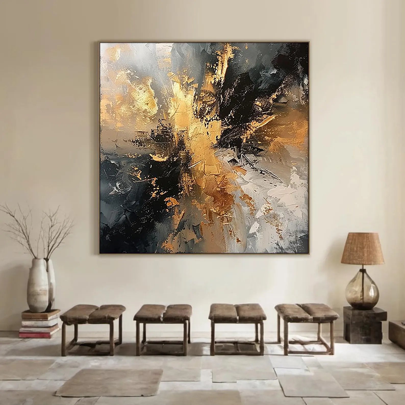 Textured Abstract Luxury | Gold Black