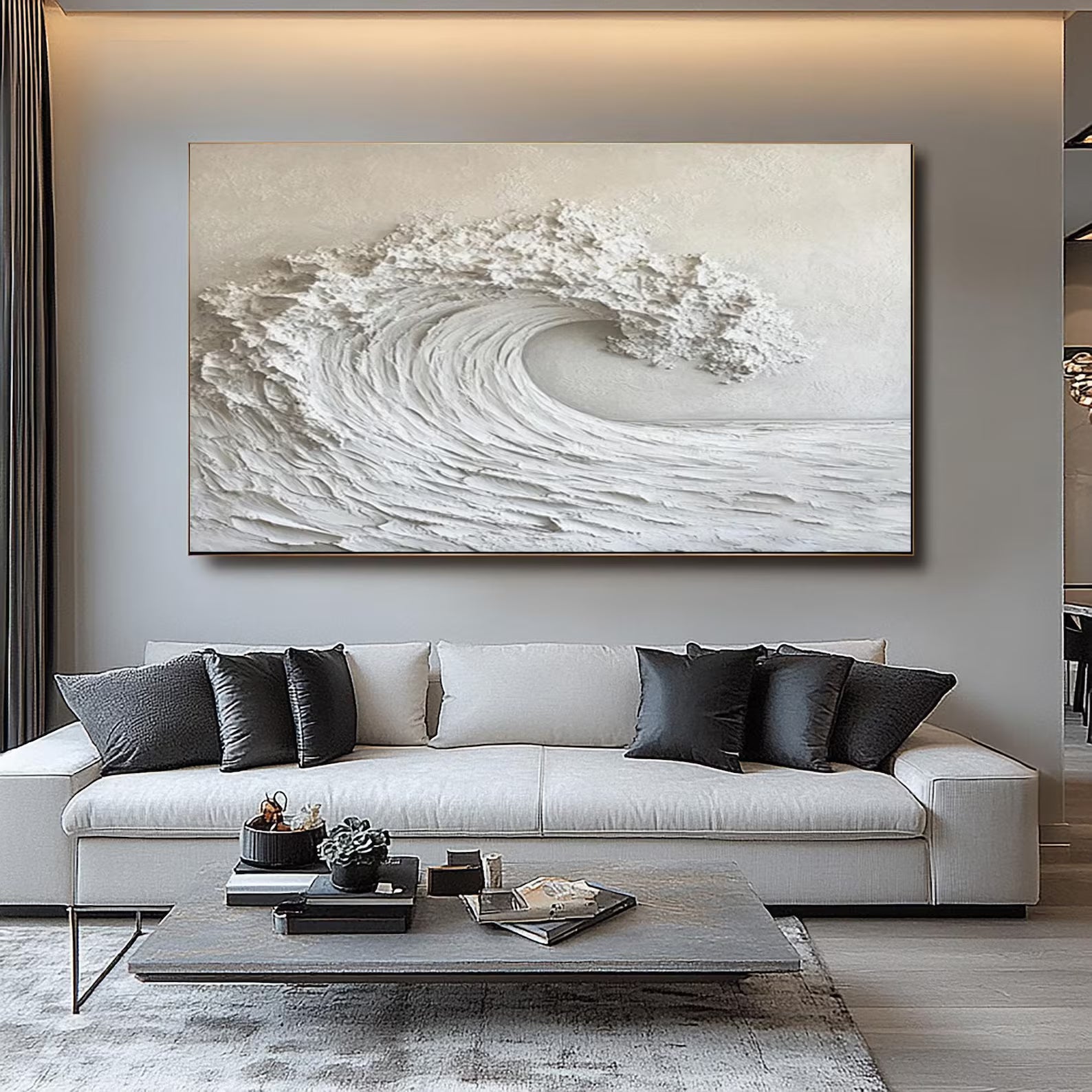 Textured Wave Grandeur | White Surge