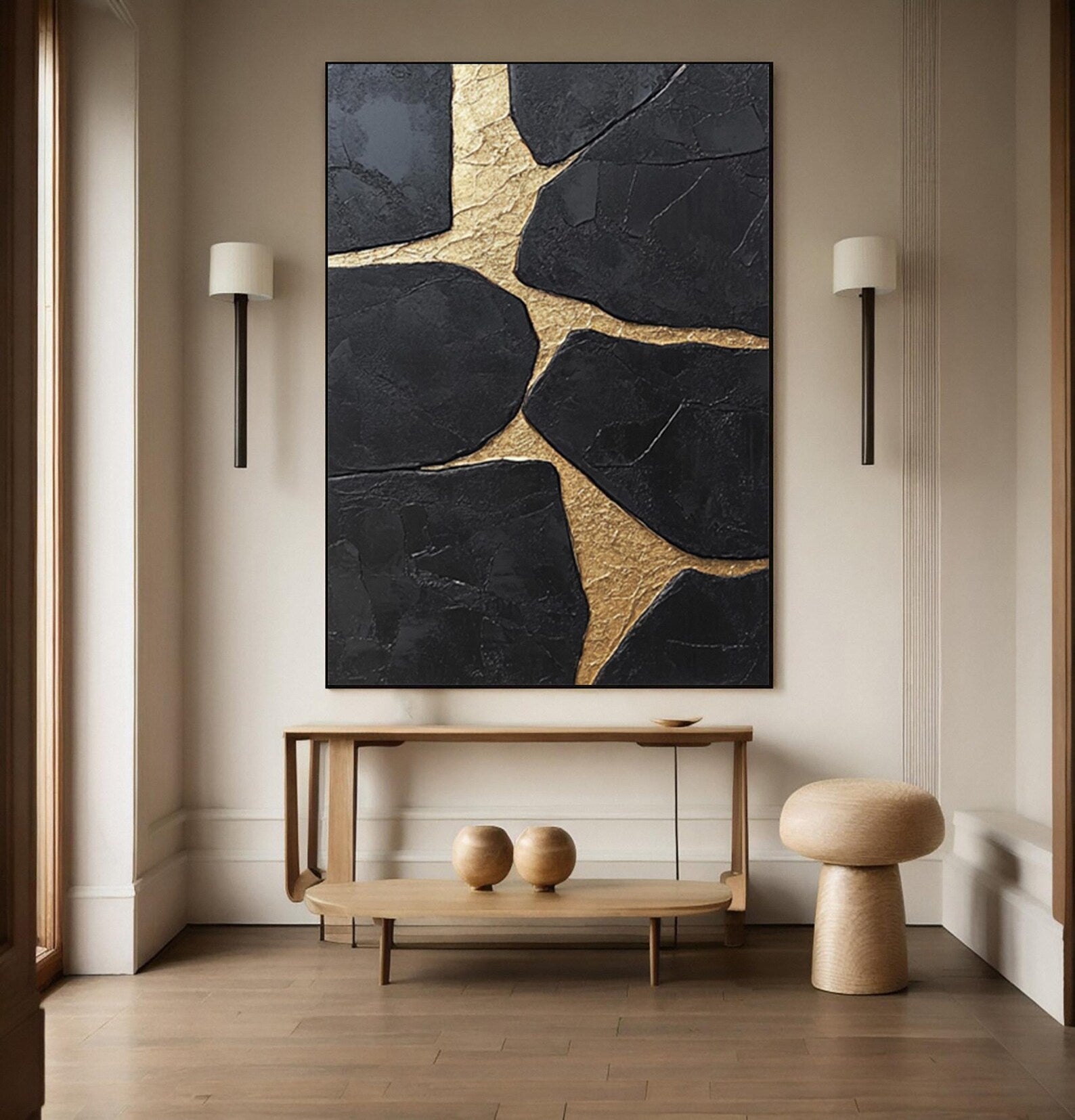 Textured Cracked Luxury | Black Gold