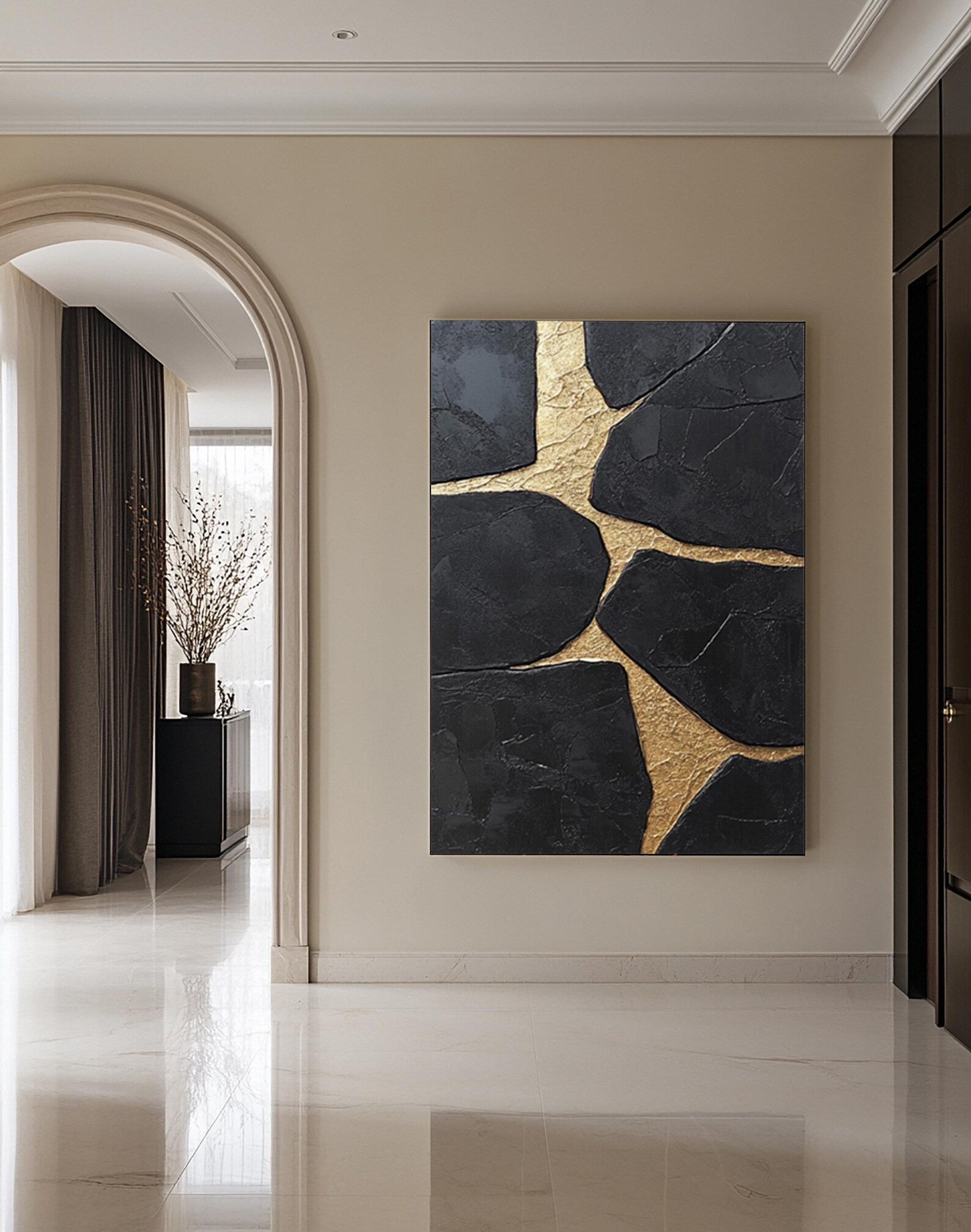 Textured Cracked Luxury | Black Gold