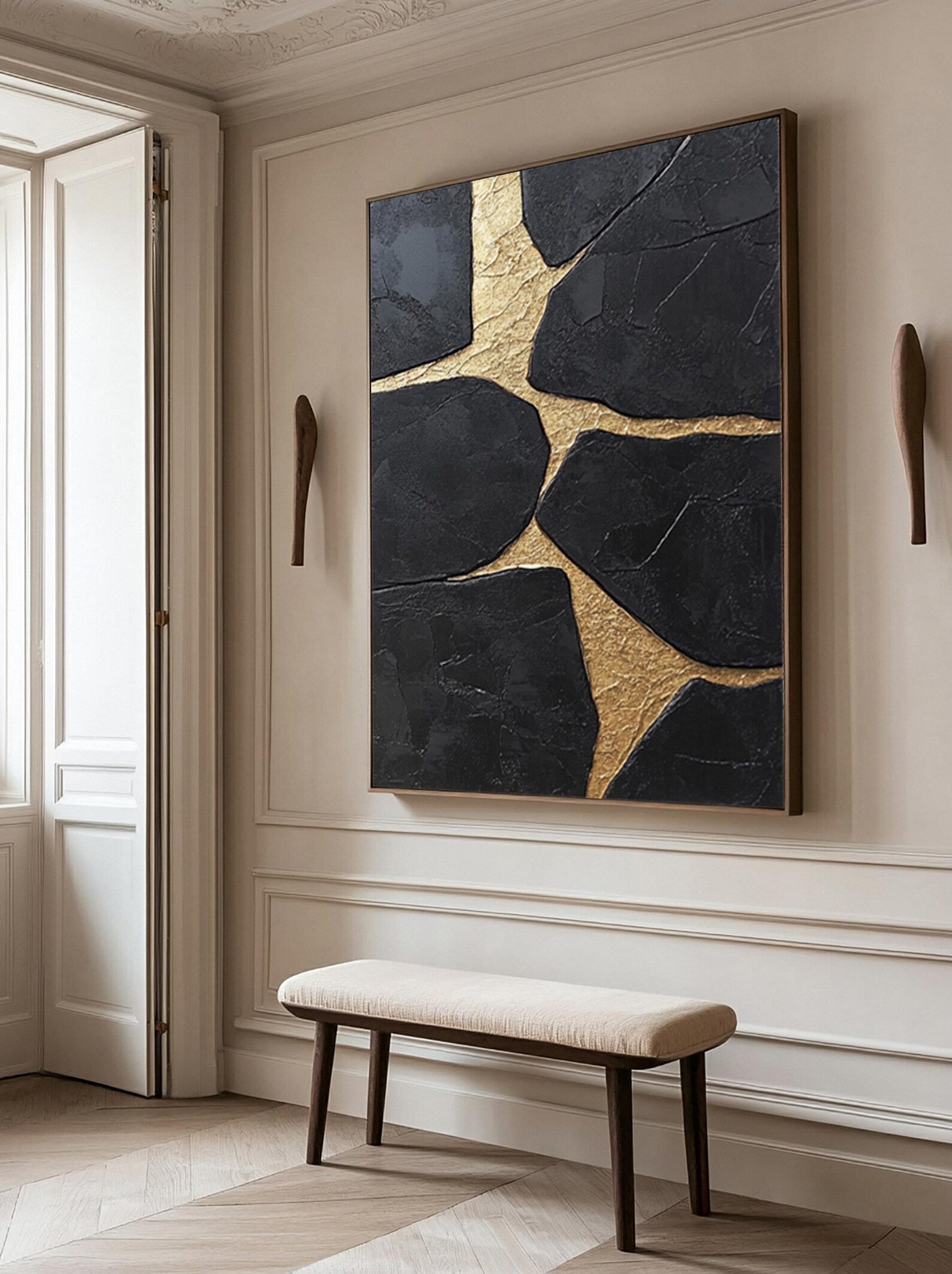 Textured Cracked Luxury | Black Gold