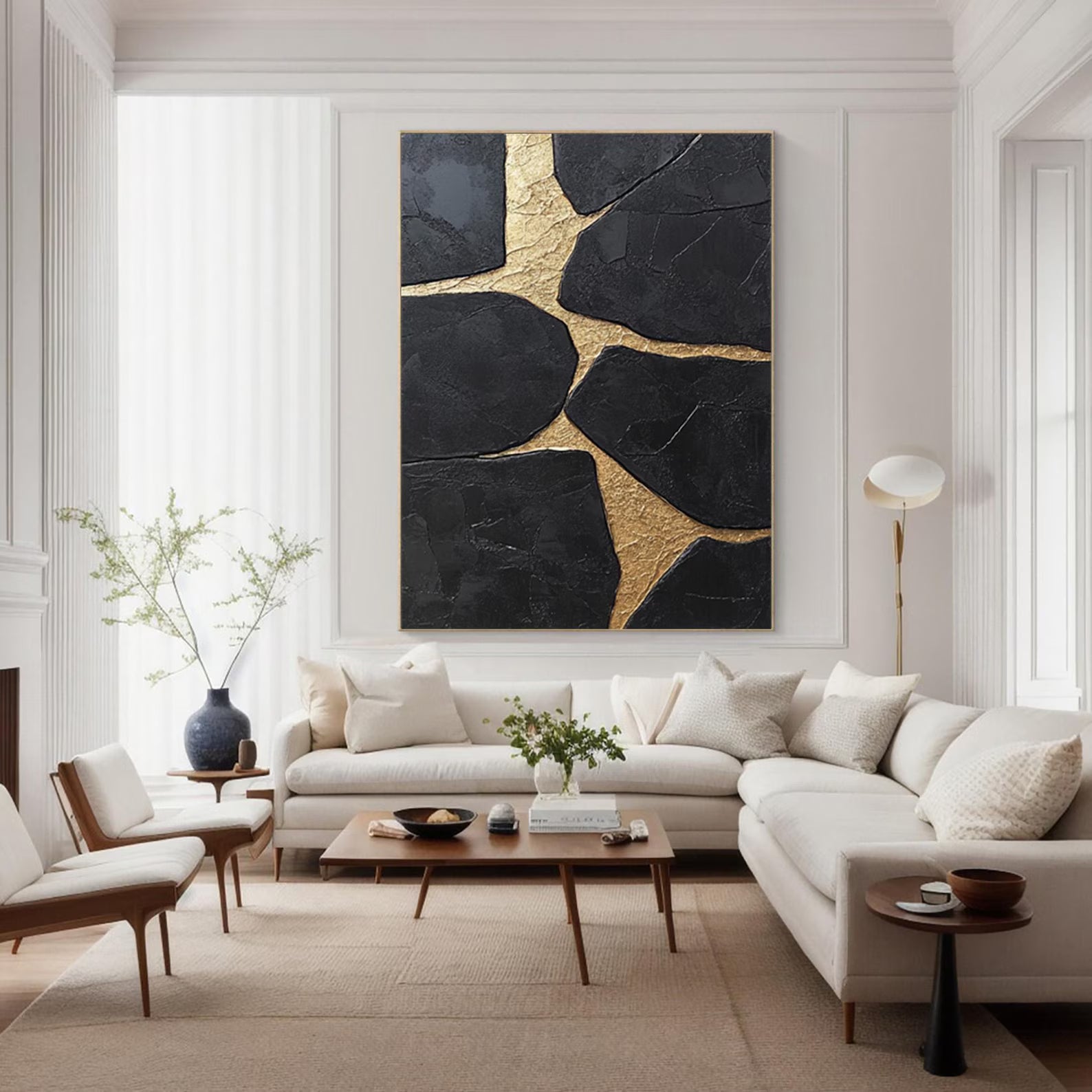 Textured Cracked Luxury | Black Gold