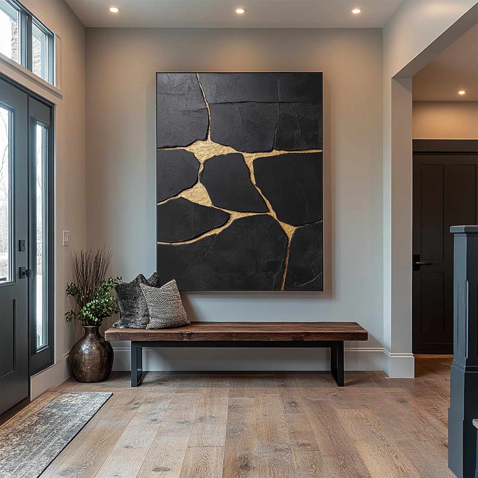 Textured Cracked Opulence | Black Gold