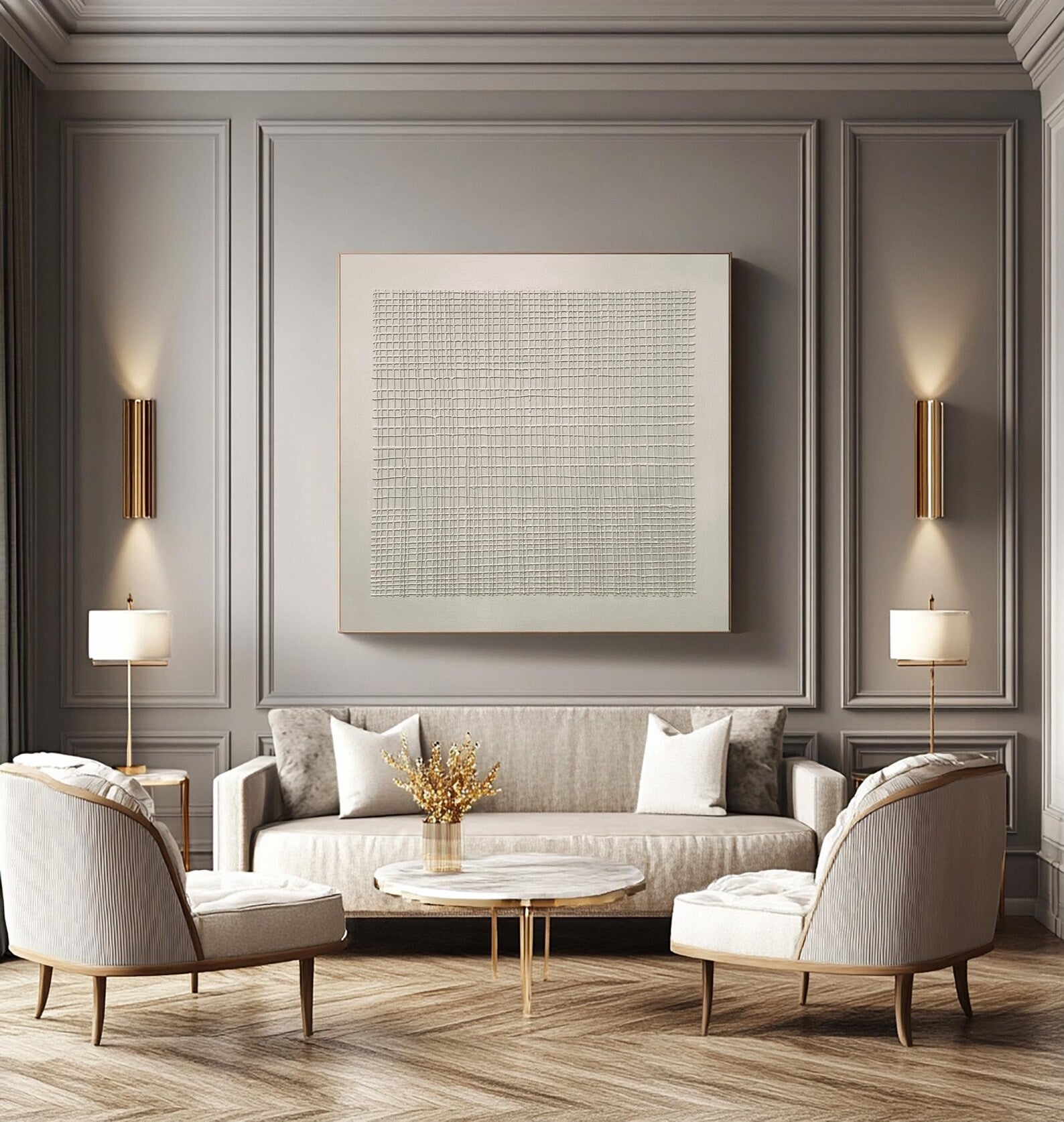 Textured Grid Sophistication | Neutral Weave