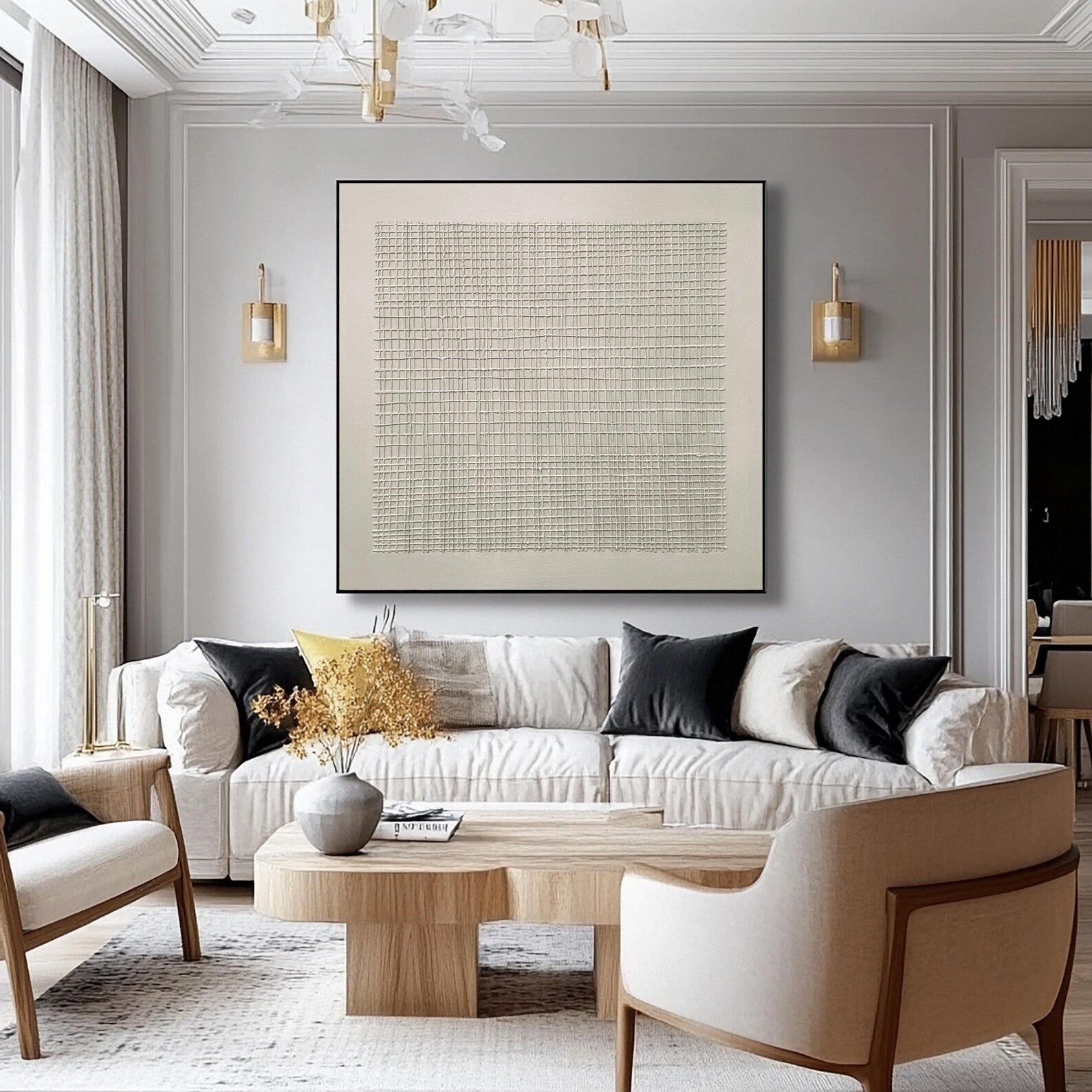 Textured Grid Sophistication | Neutral Weave