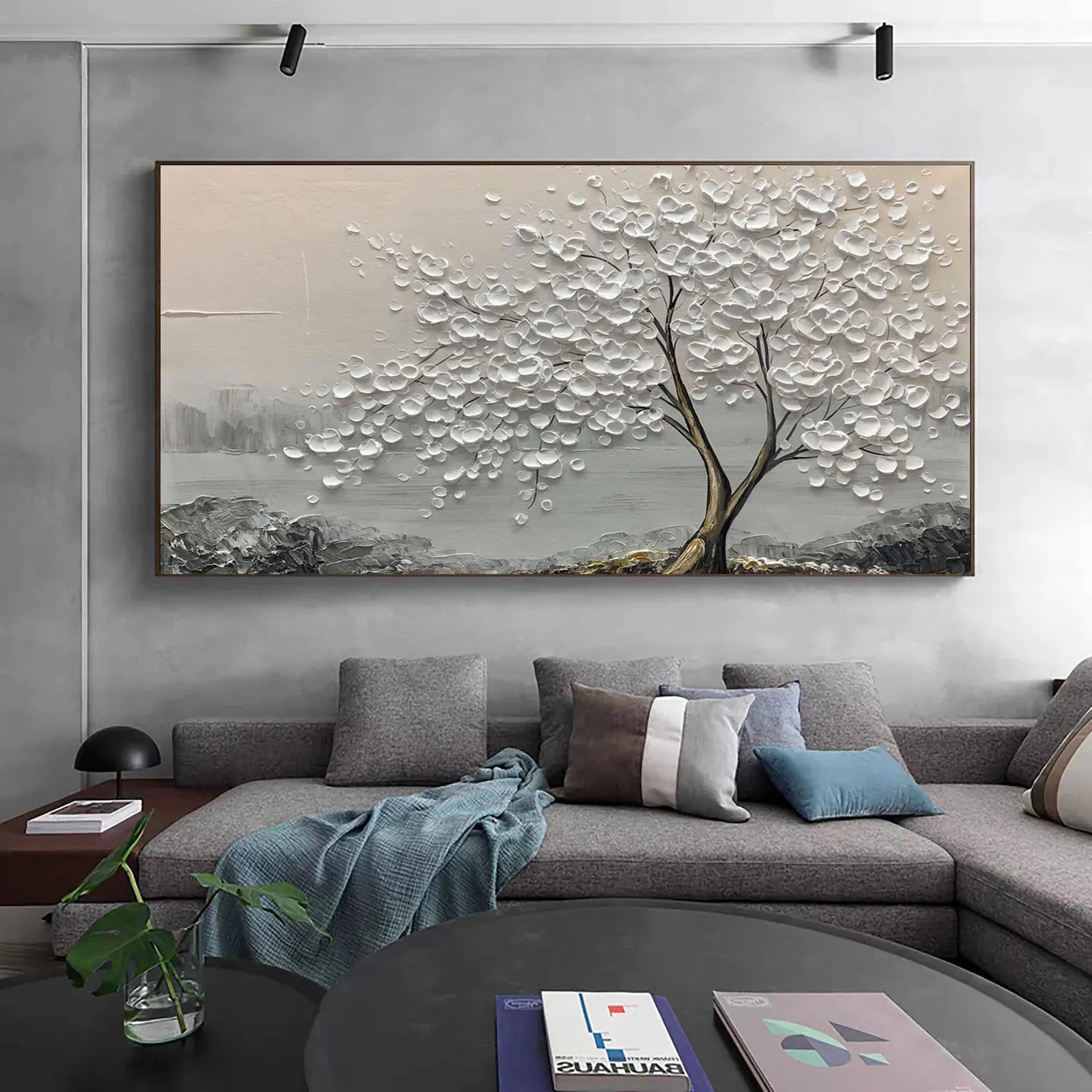 Textured Tree Elegance | Silver Blossom