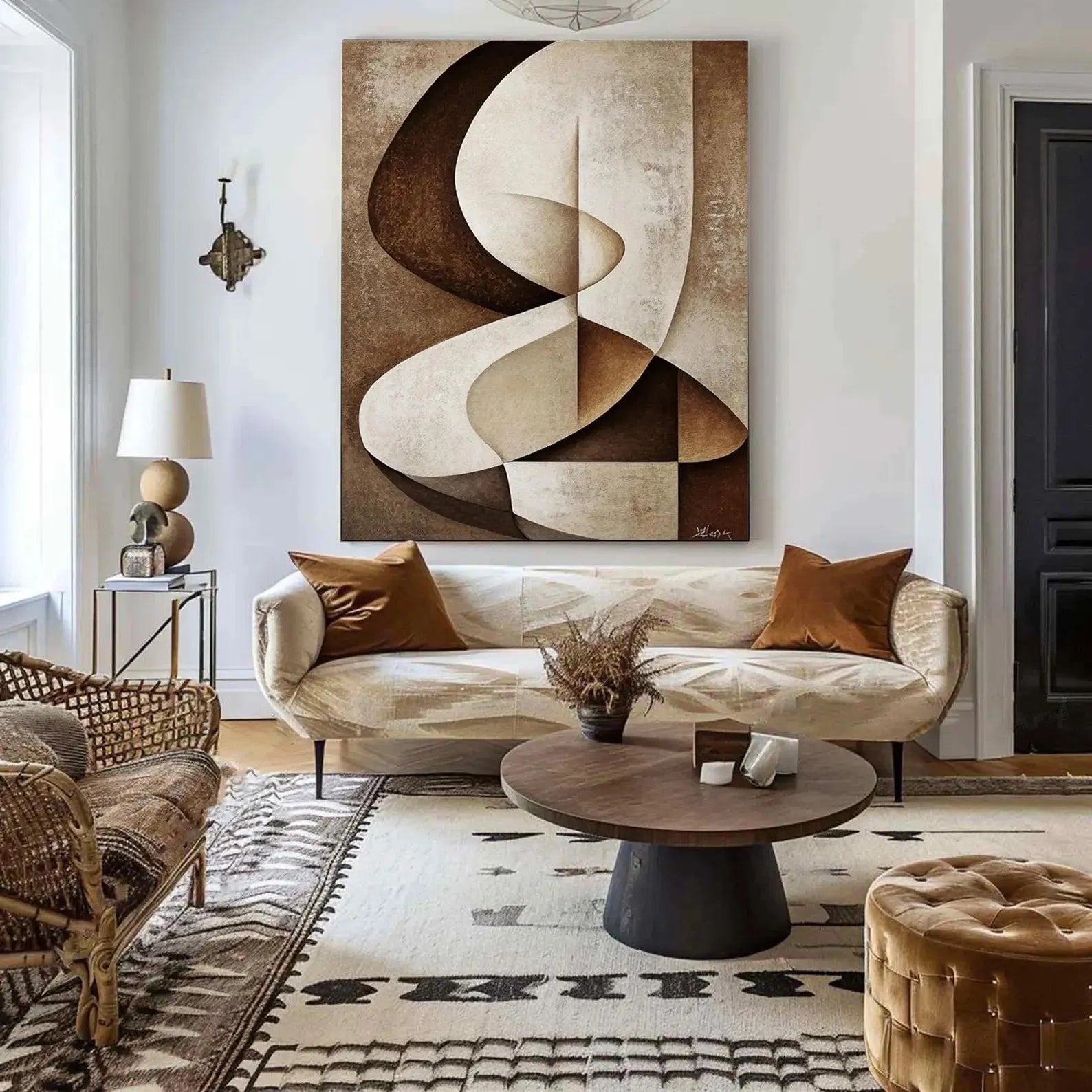 Textured Geometric Serenity | Umber Curves