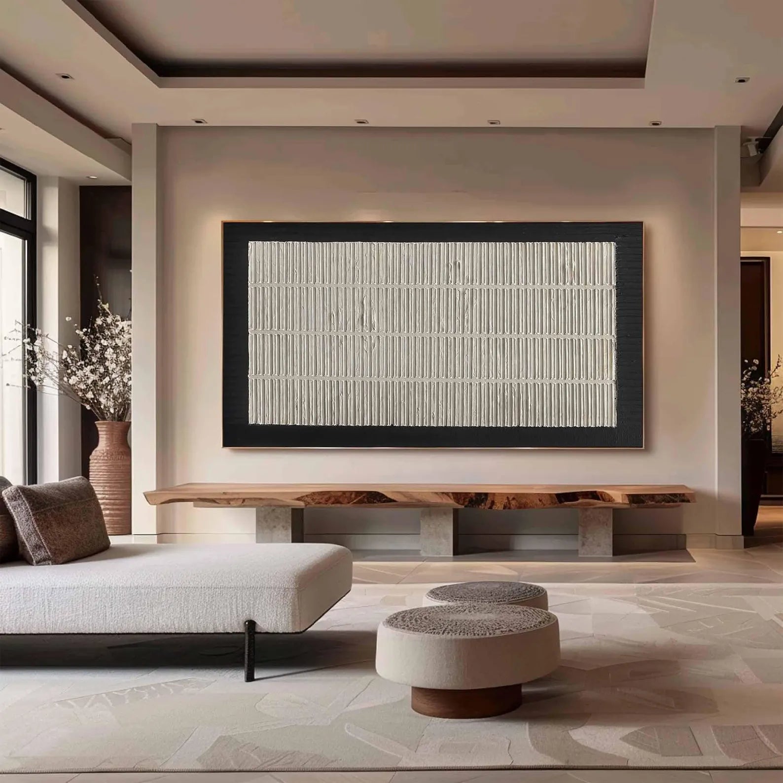 Textured Linear-Neutral Art | Serene Refinement
