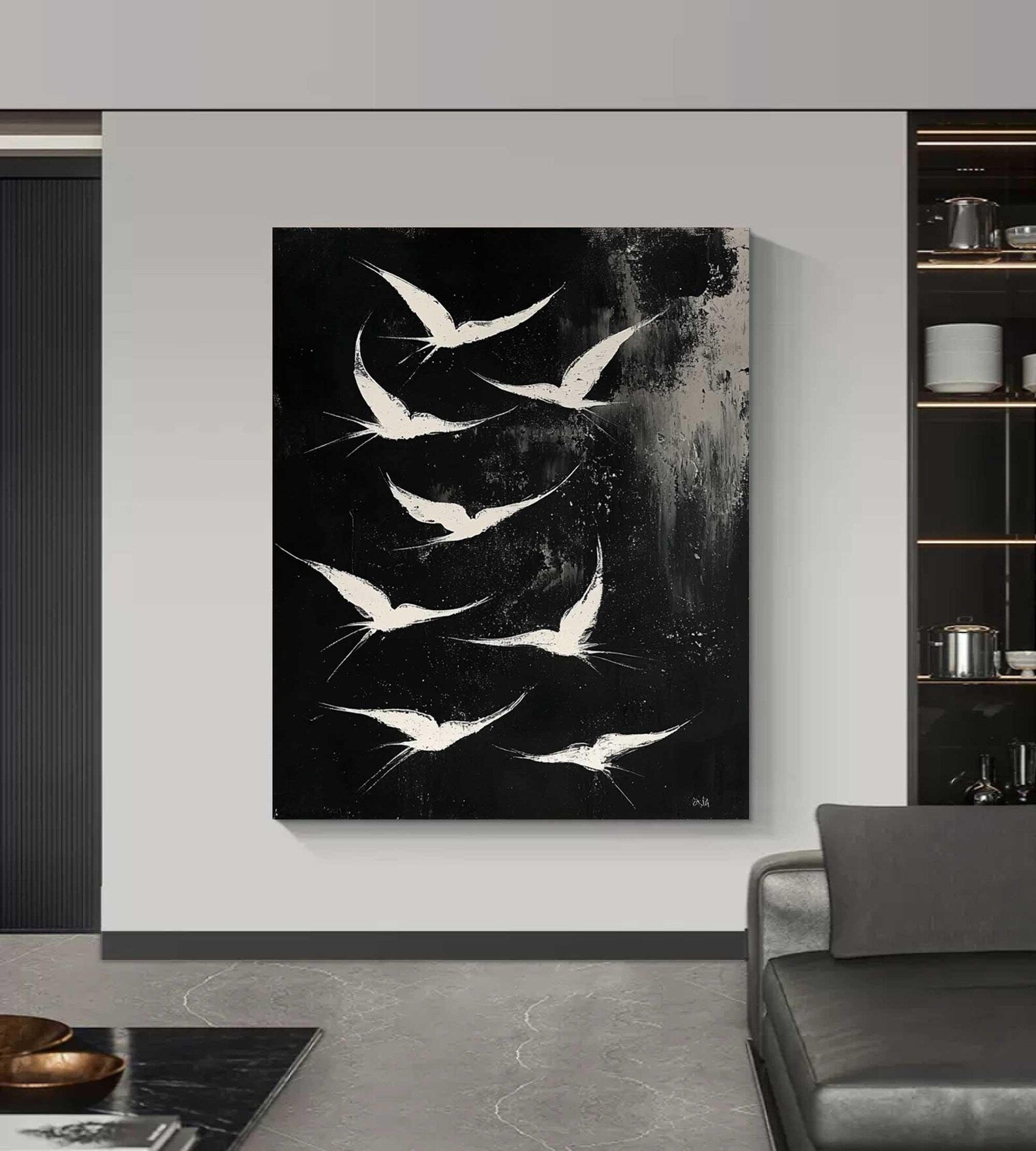 Textured Avian Drama | Black White