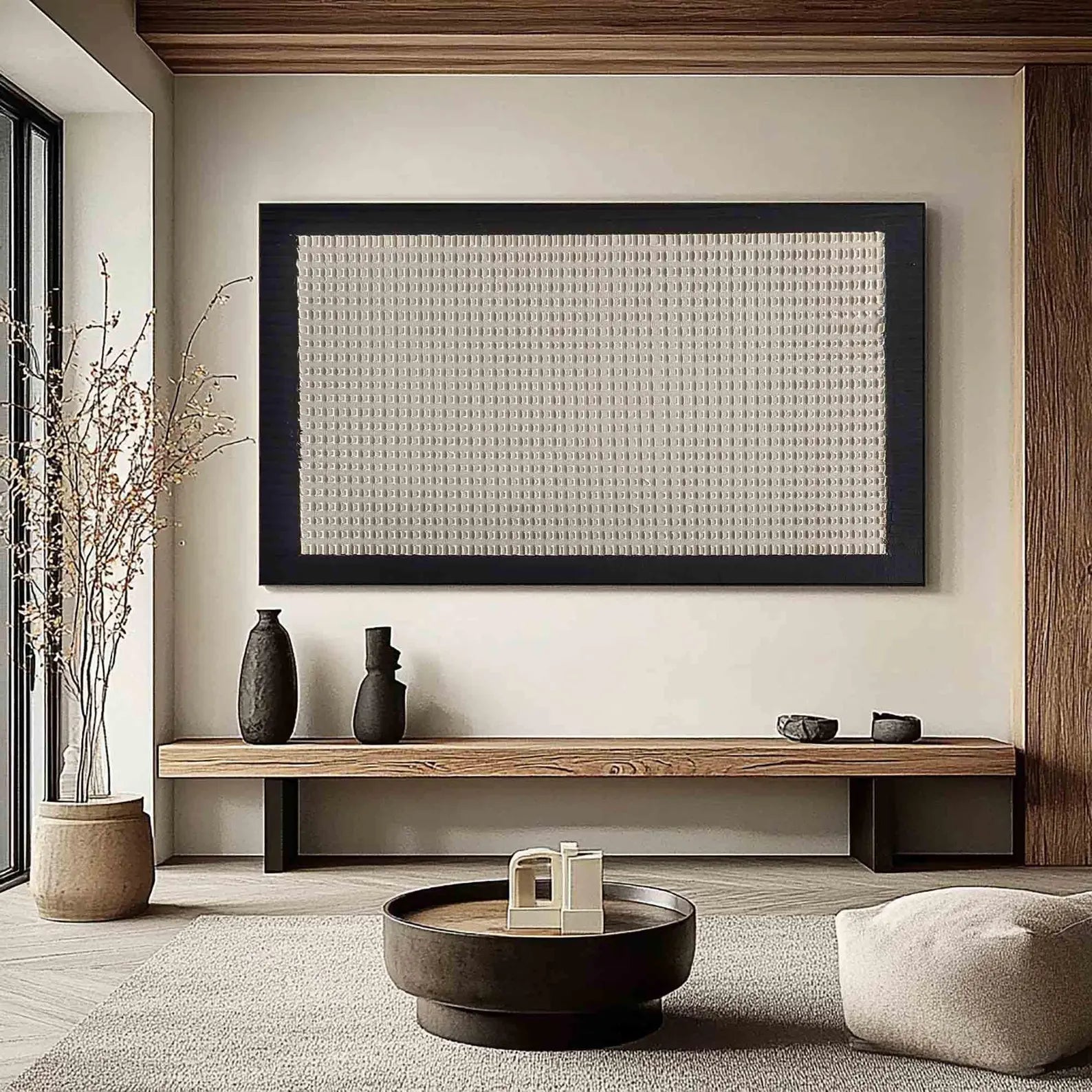 Textured Grid-Neutral Art | Subtle Sophistication