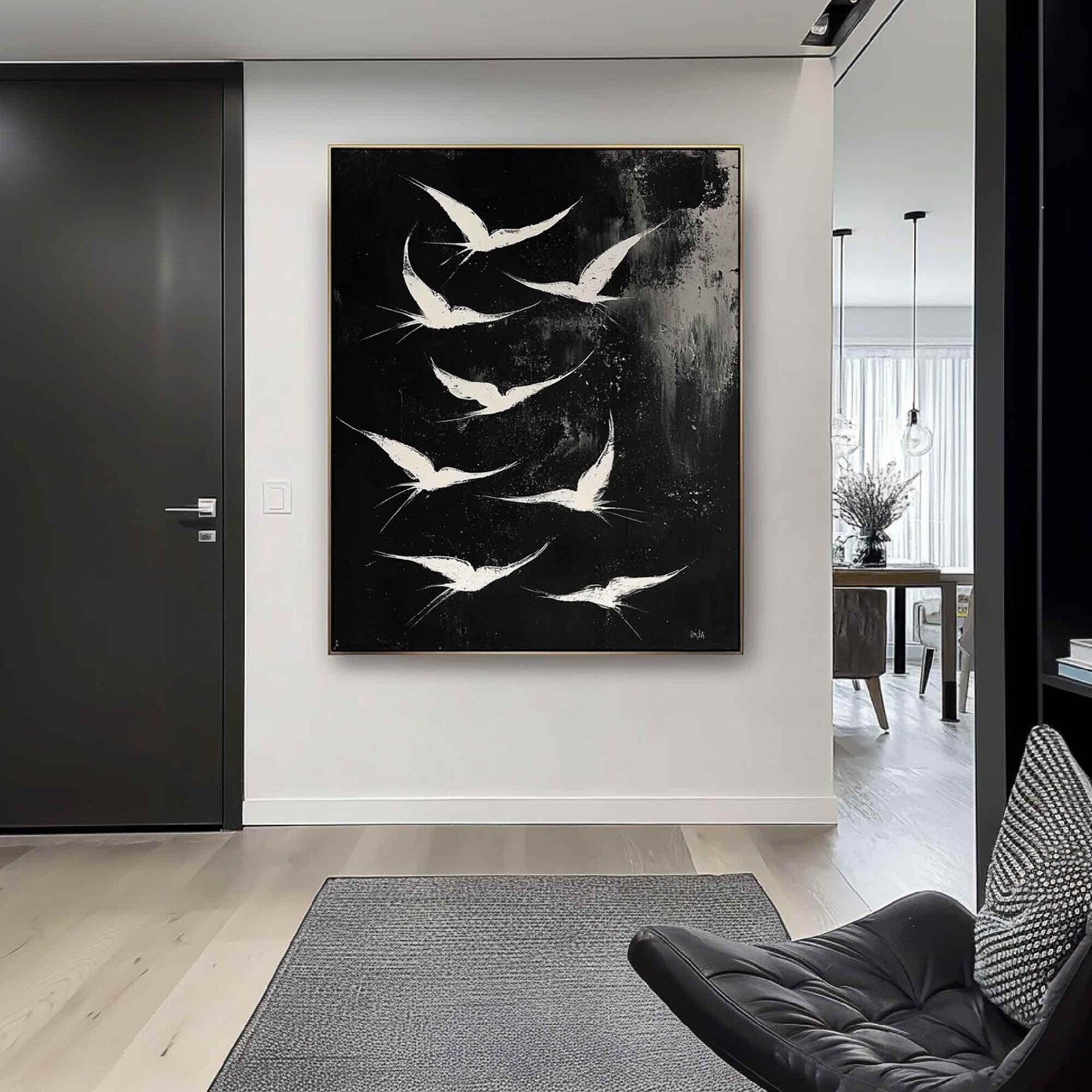 Textured Avian Drama | Black White